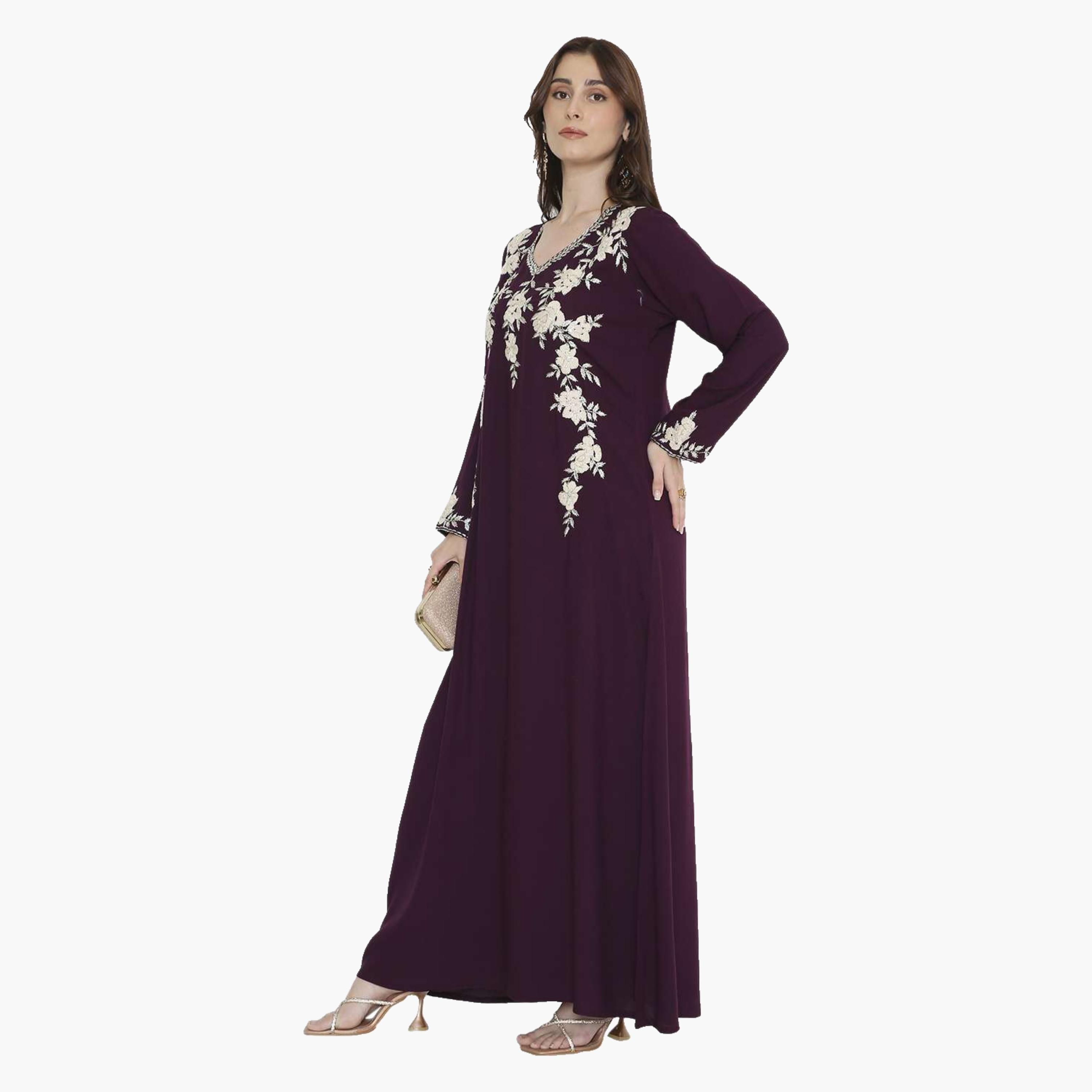 HanaandSara Floral Embroidered Women's Evening Jalabiya-women-arabicclothing-jalabiyas-image-4