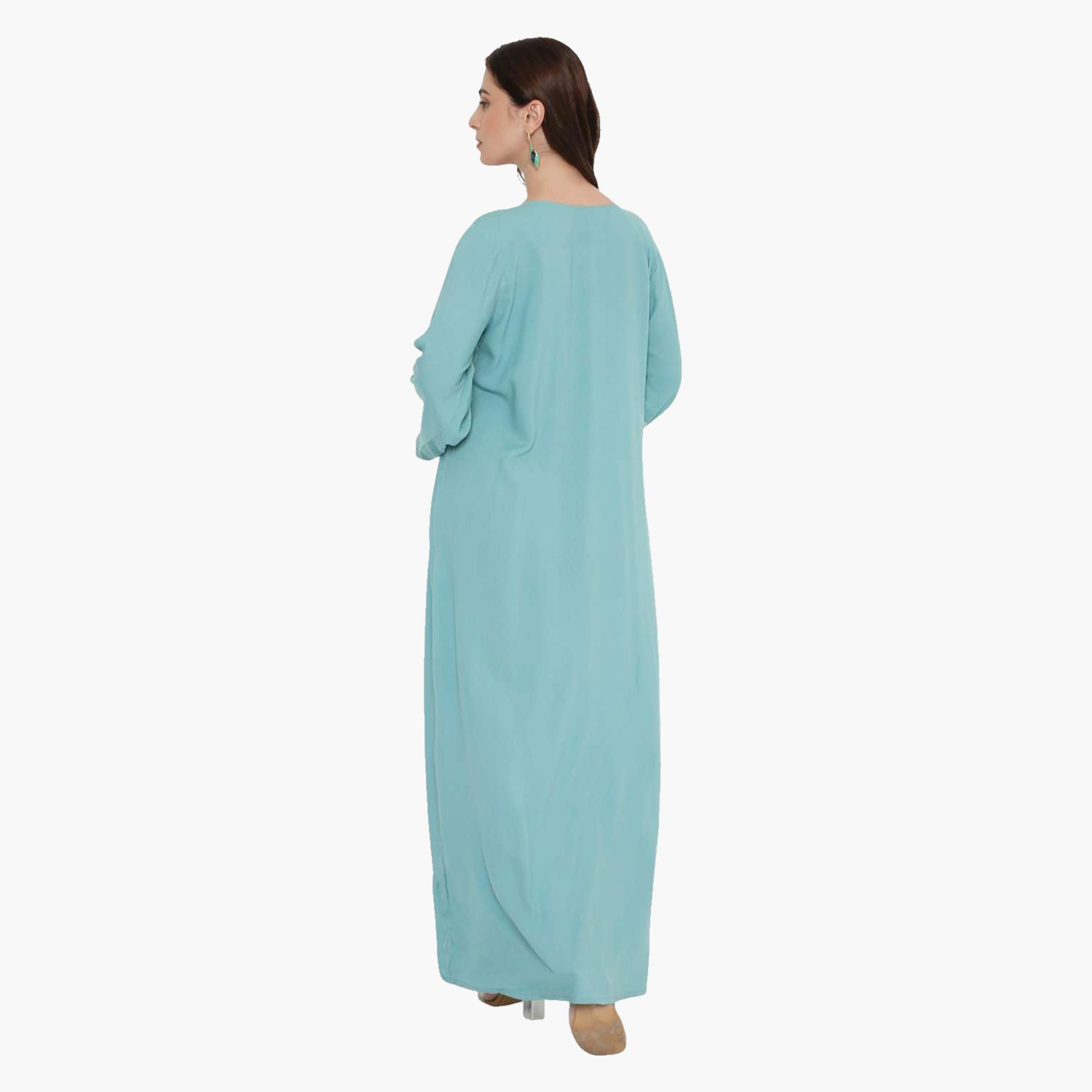 HanaandSara Floral Embroidered Women's Evening Tiered Jalabiya-women-arabicclothing-jalabiyas-image-5