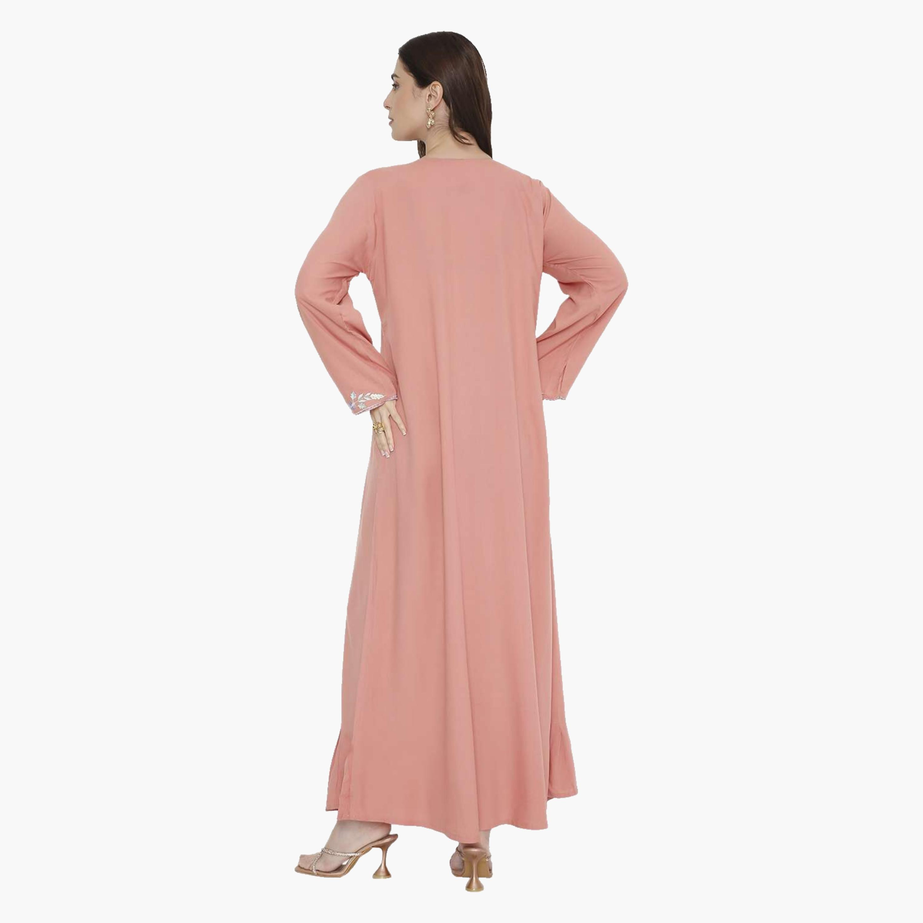 HanaandSara Floral Embroidered Women's Evening Tiered Jalabiya-women-arabicclothing-jalabiyas-image-10
