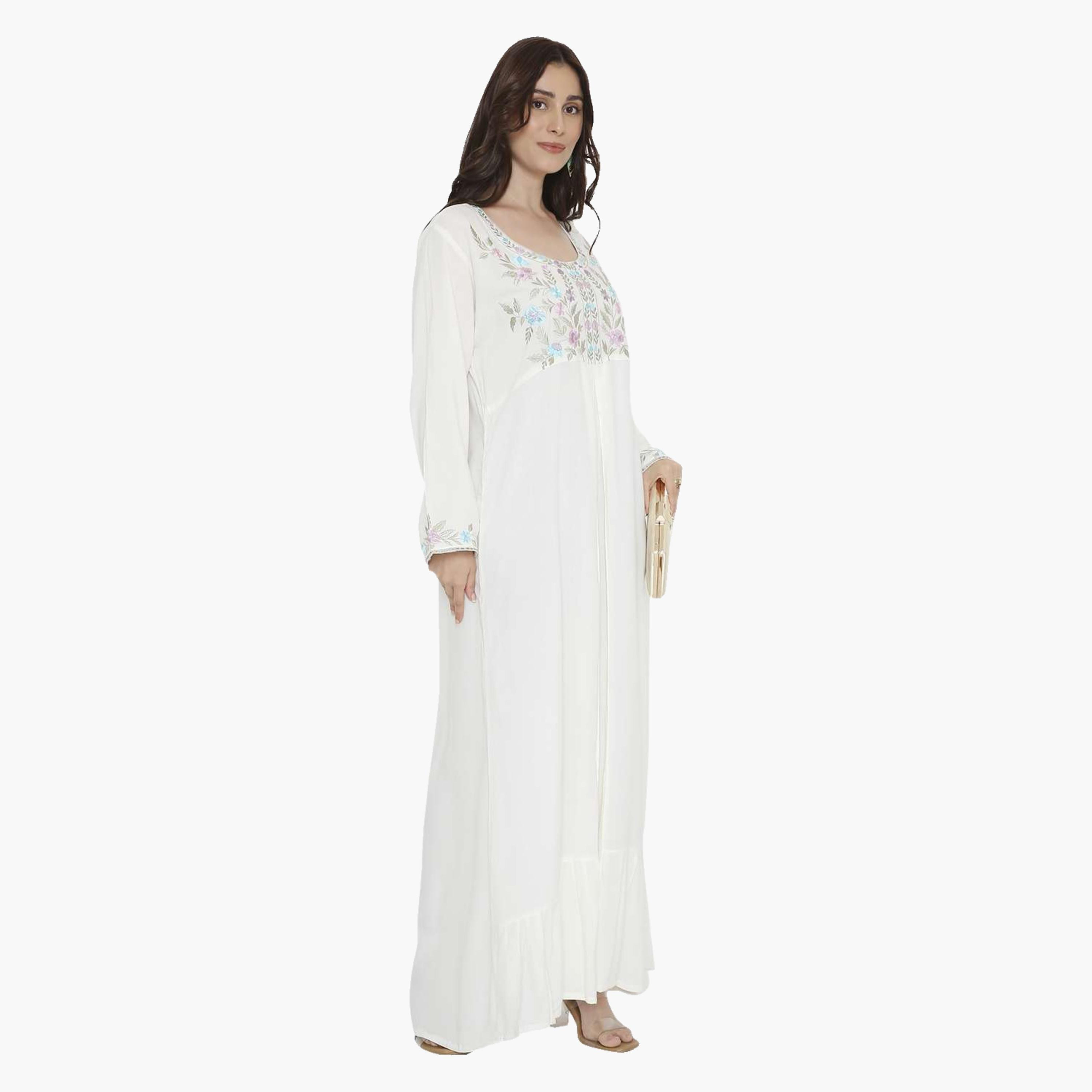 HanaandSara Floral Embroidered Women's Evening Tiered Jalabiya-women-arabicclothing-jalabiyas-image-13