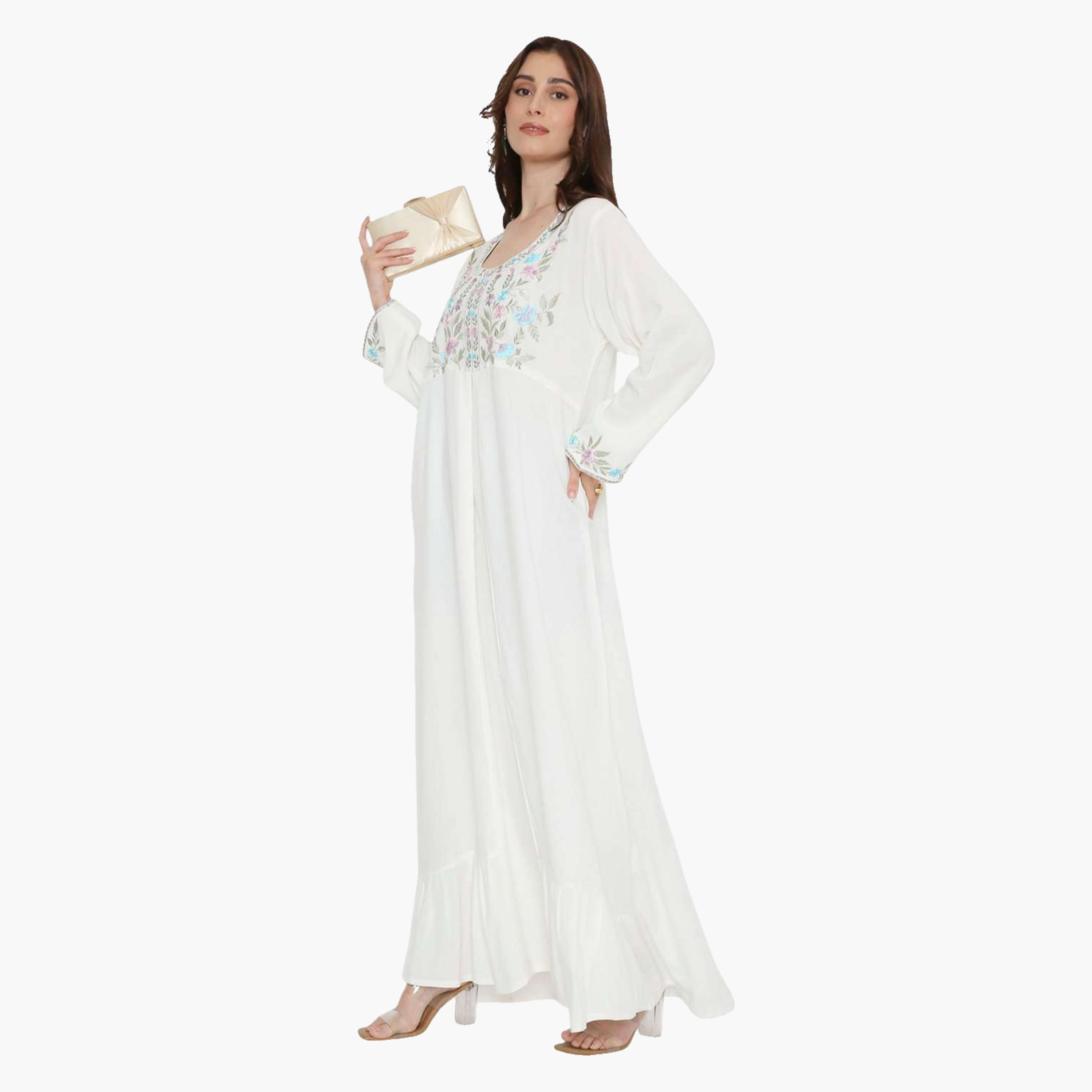 HanaandSara Floral Embroidered Women's Evening Tiered Jalabiya-women-arabicclothing-jalabiyas-image-14