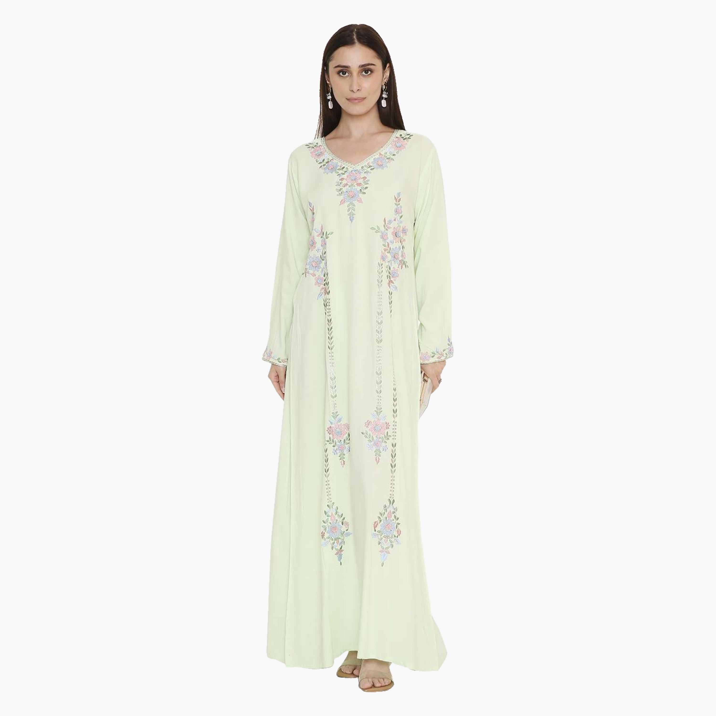 HanaandSara Floral Embroidered Women's Evening Jalabiya-women-arabicclothing-jalabiyas-image-11