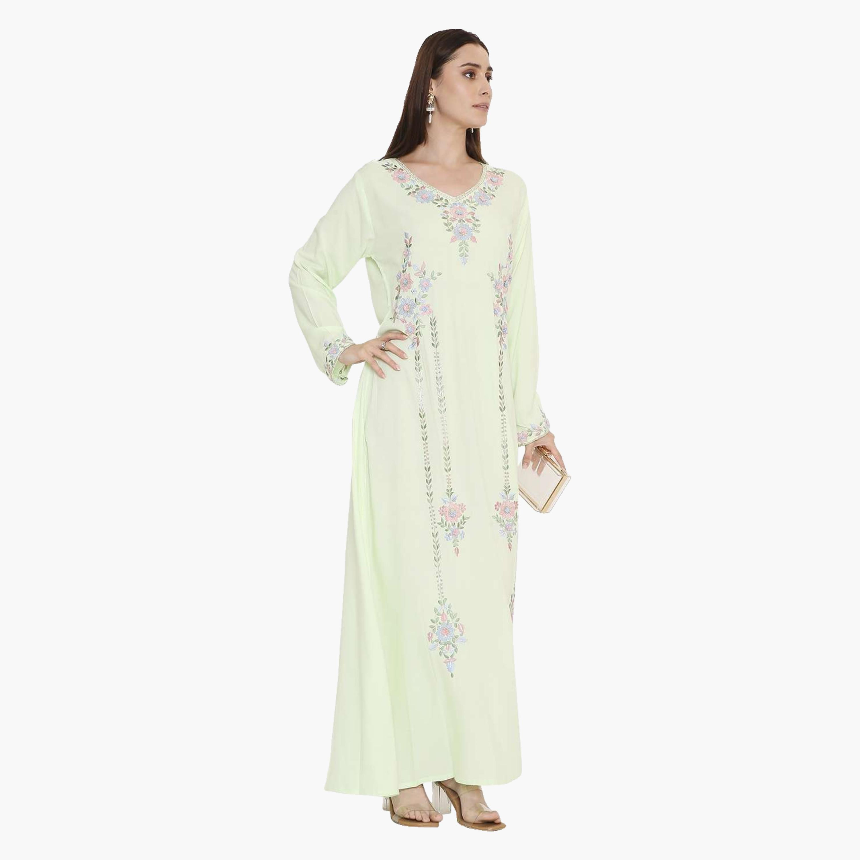HanaandSara Floral Embroidered Women's Evening Jalabiya-women-arabicclothing-jalabiyas-image-13
