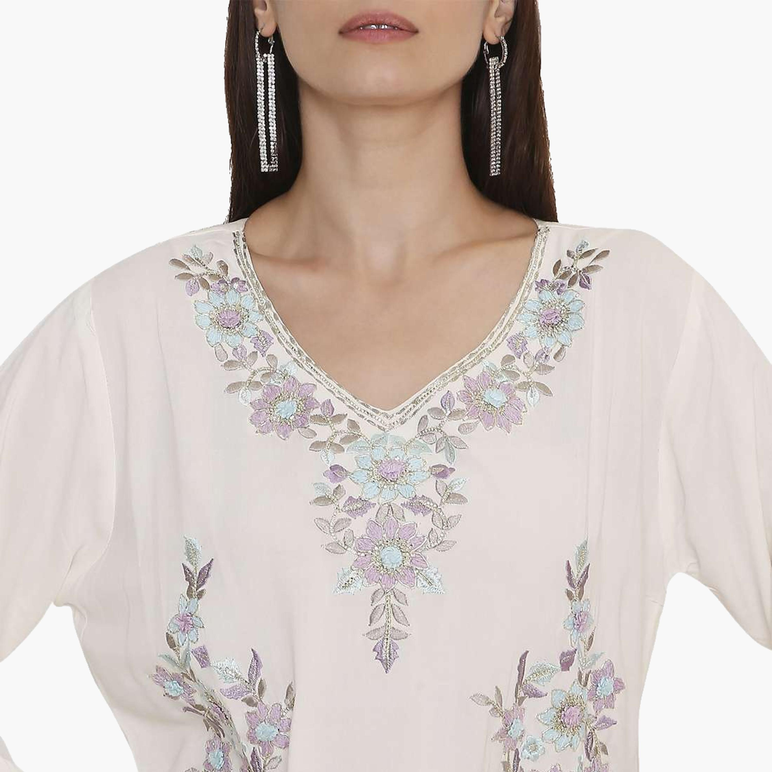 HanaandSara Floral Embroidered Women's Evening Jalabiya-women-arabicclothing-jalabiyas-image-2