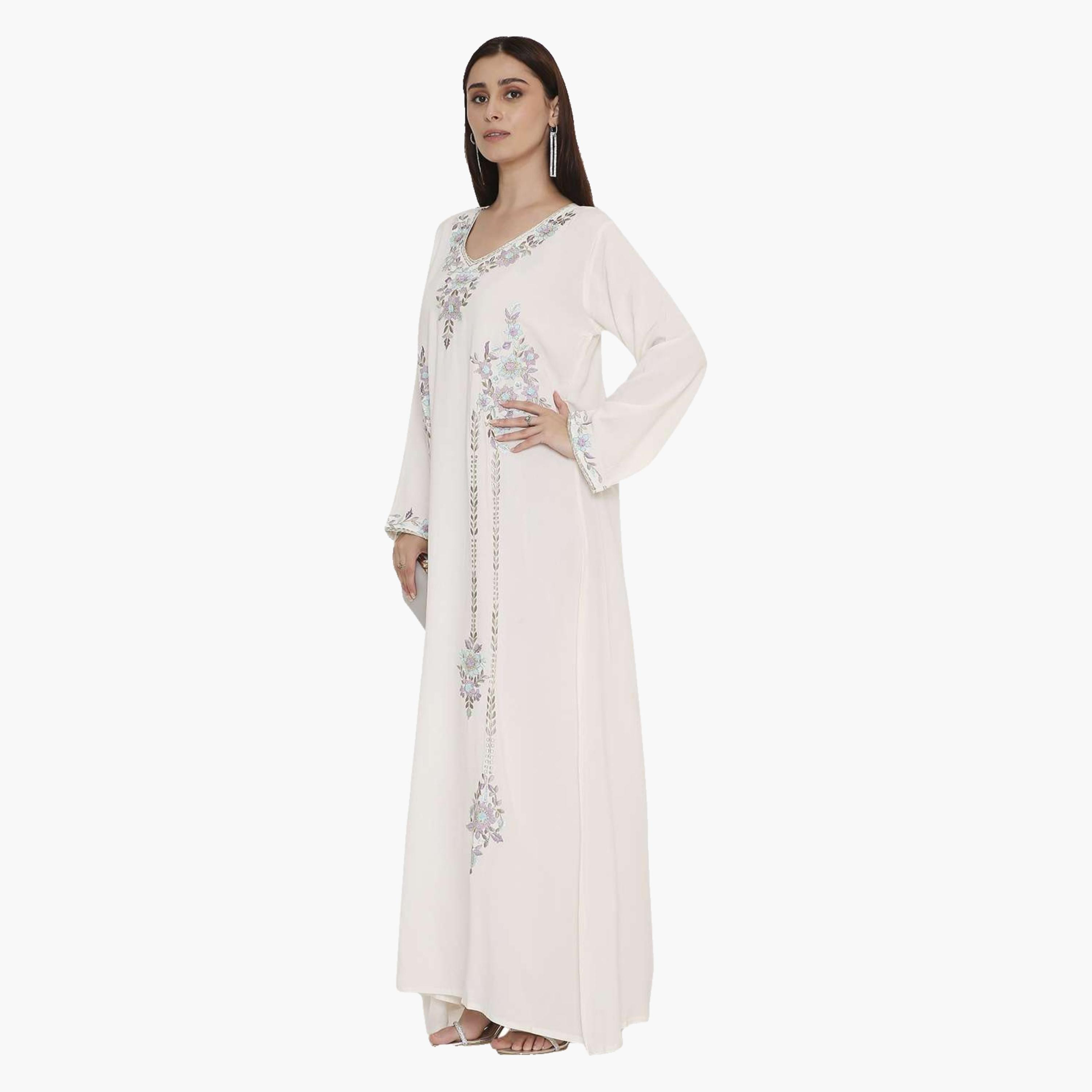 HanaandSara Floral Embroidered Women's Evening Jalabiya-women-arabicclothing-jalabiyas-image-4