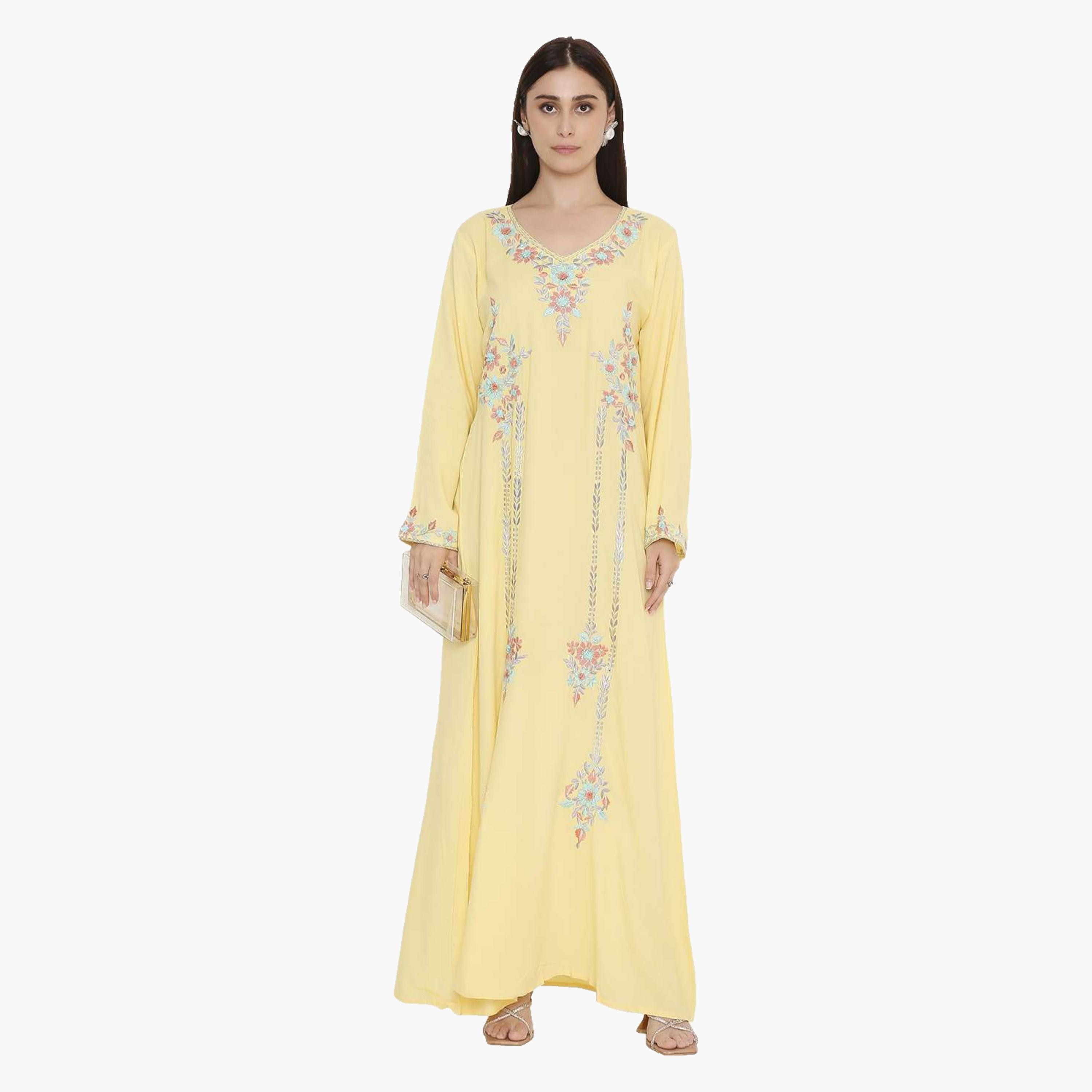 HanaandSara Floral Embroidered Women's Evening Jalabiya-women-arabicclothing-jalabiyas-image-6
