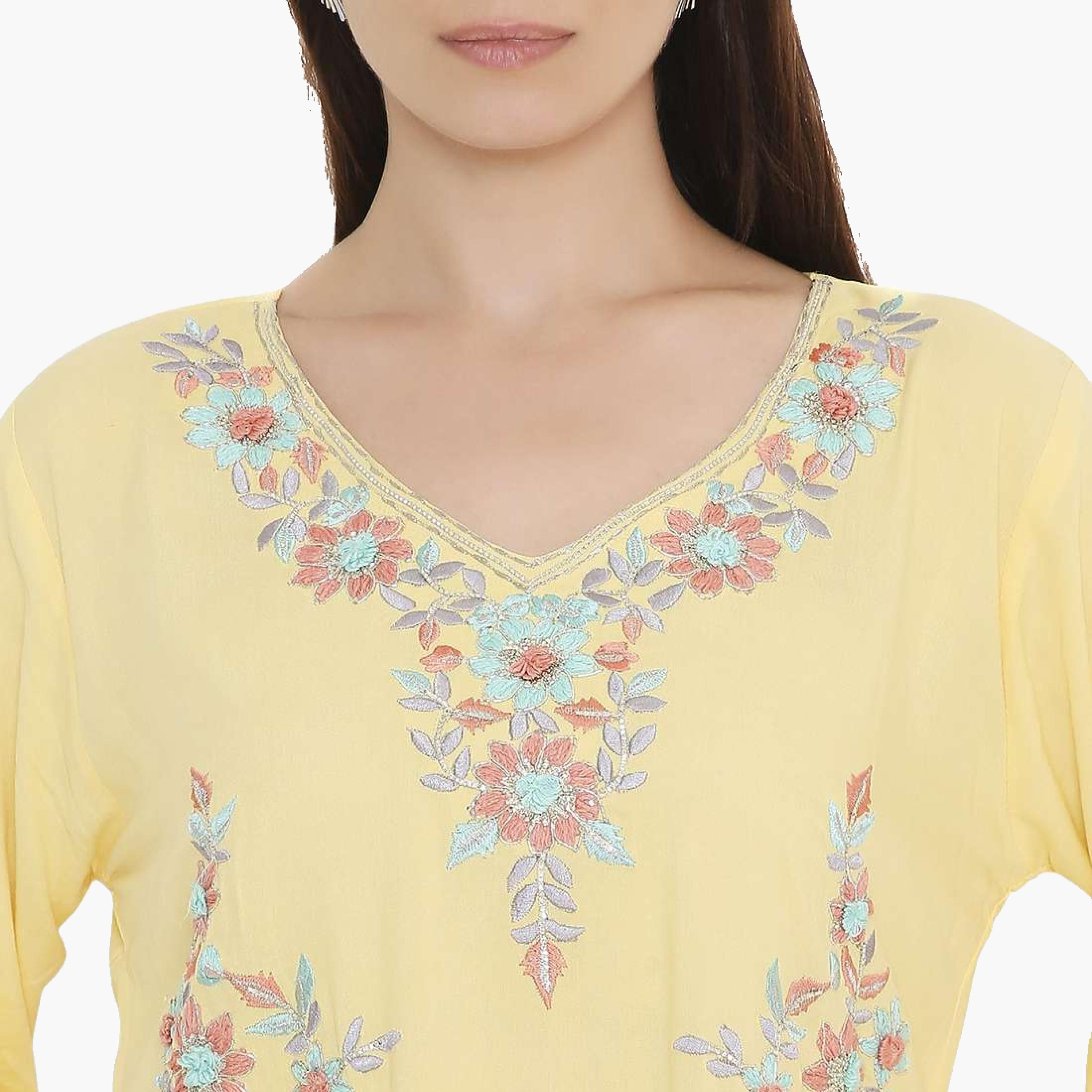 HanaandSara Floral Embroidered Women's Evening Jalabiya-women-arabicclothing-jalabiyas-image-7