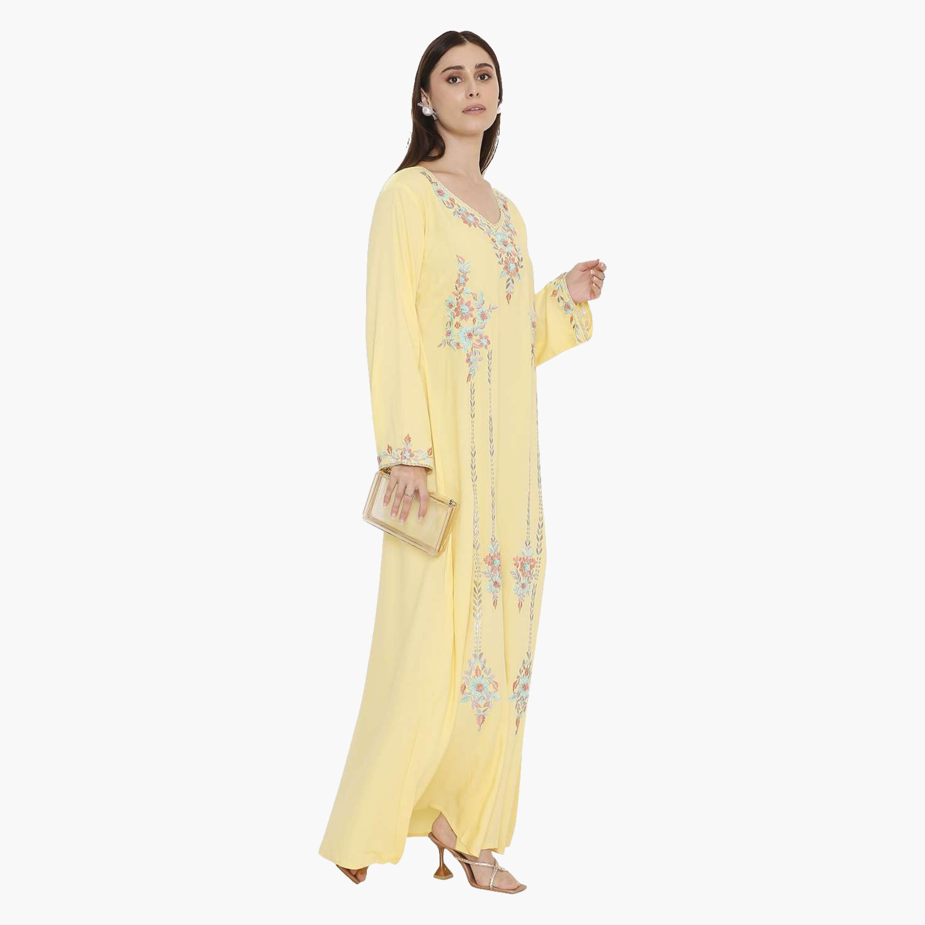 HanaandSara Floral Embroidered Women's Evening Jalabiya-women-arabicclothing-jalabiyas-image-8