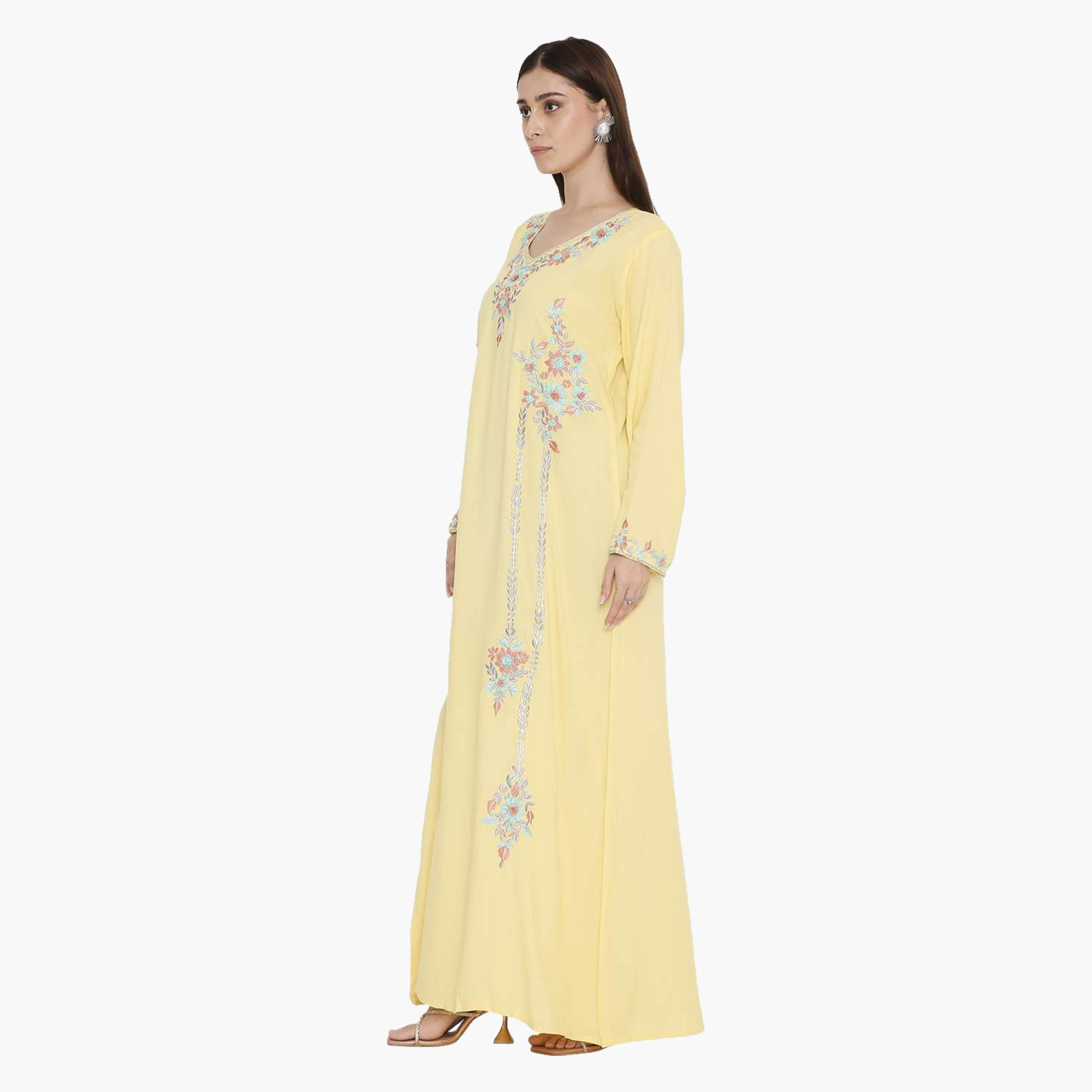 HanaandSara Floral Embroidered Women's Evening Jalabiya-women-arabicclothing-jalabiyas-image-9