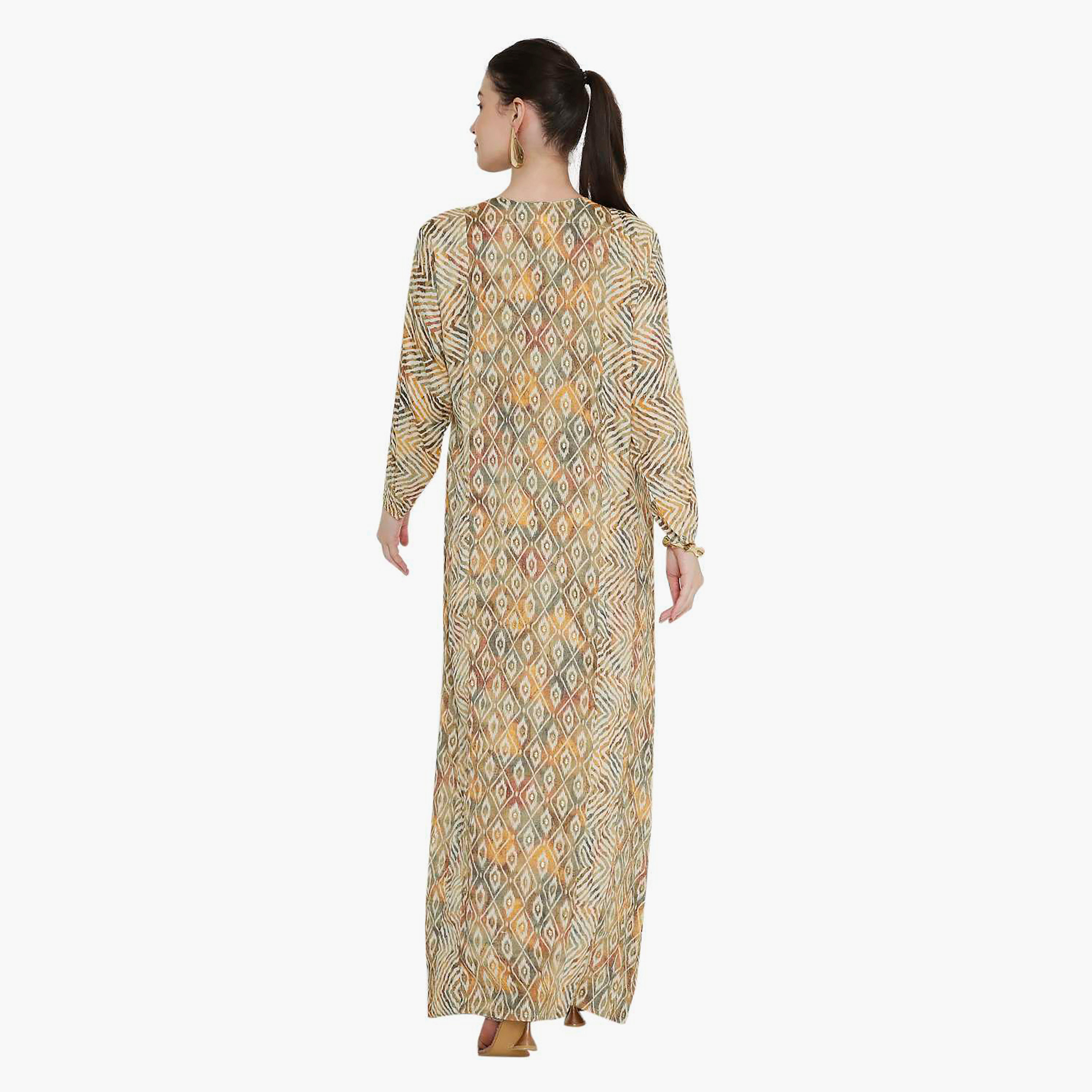 Hana & Sara Chevron Striped and Embroidered Women's Jalabiya-women-arabicclothing-jalabiyas-image-20
