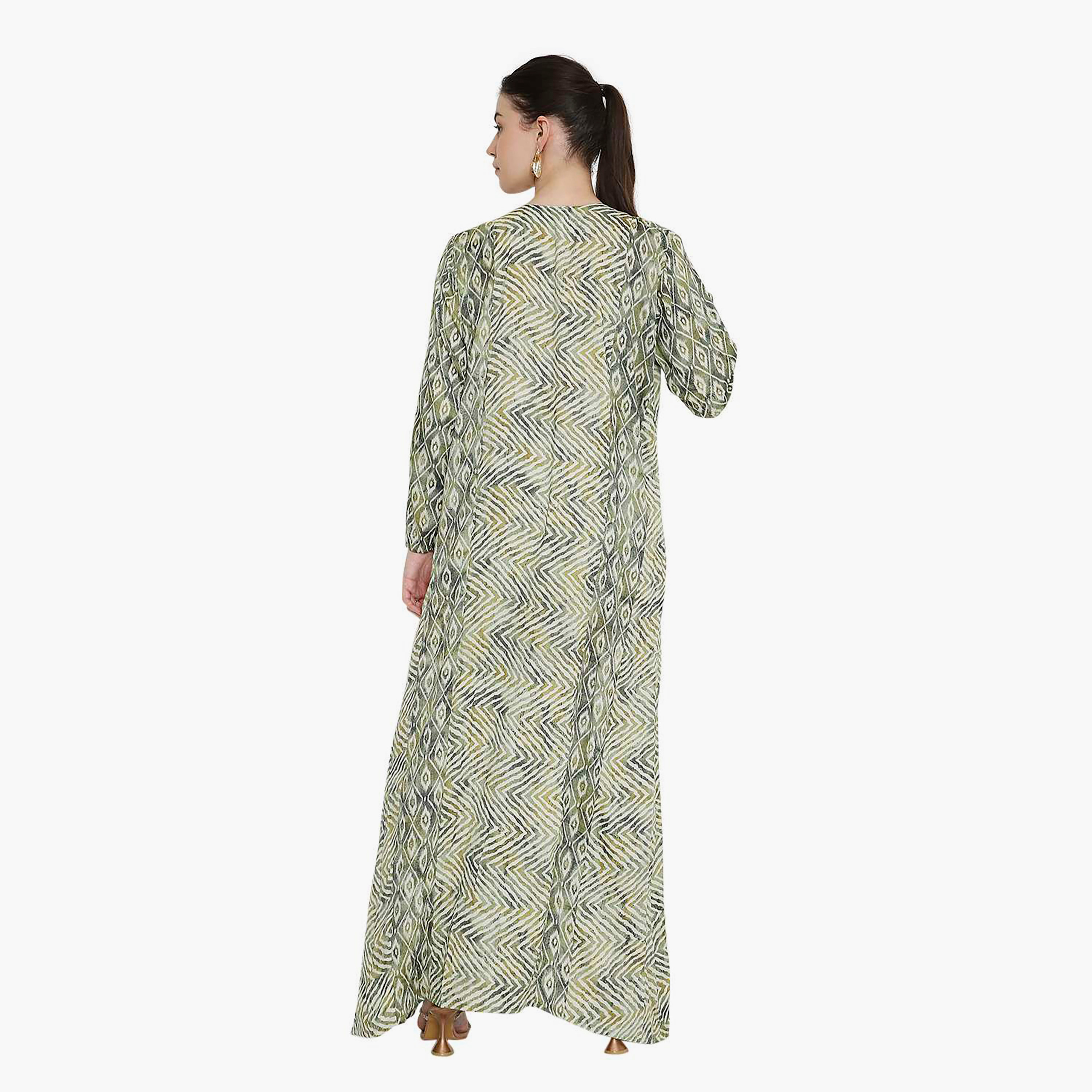 جلابية نسائية مخططة بنقوش شيفرون وتطريز من هانا اند سارة.-women-arabicclothing-jalabiyas-image-20