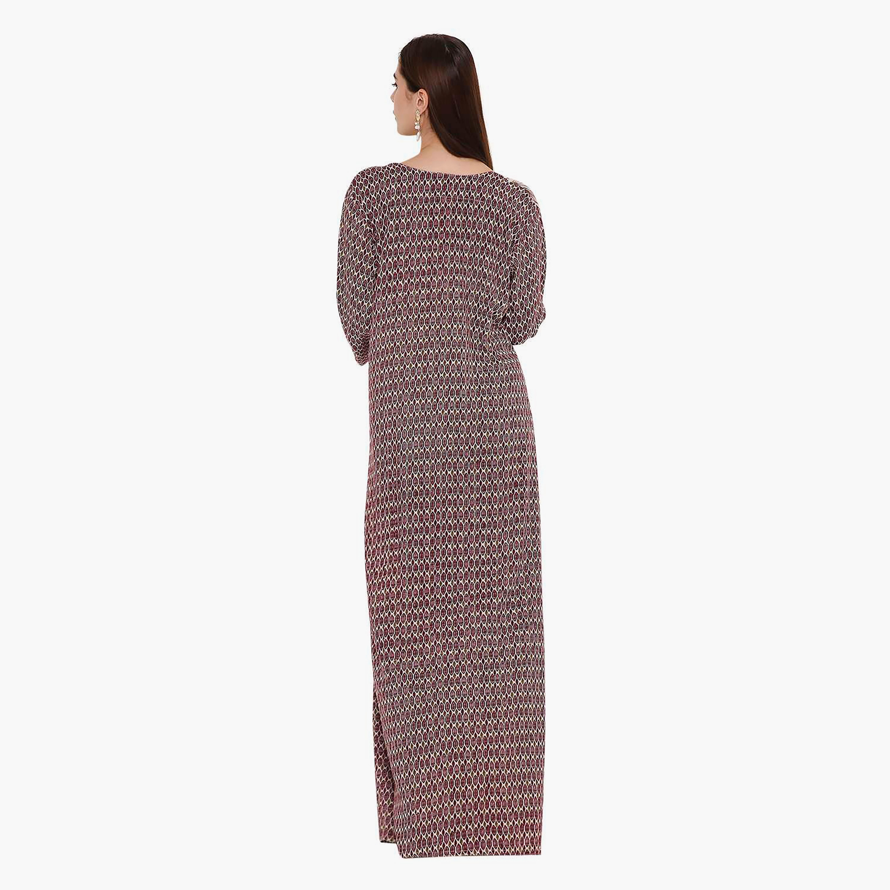 جلابية نسائية بطبعة هندسية وتطريز على الصدر من هانا اند سارة.-women-arabicclothing-jalabiyas-image-10
