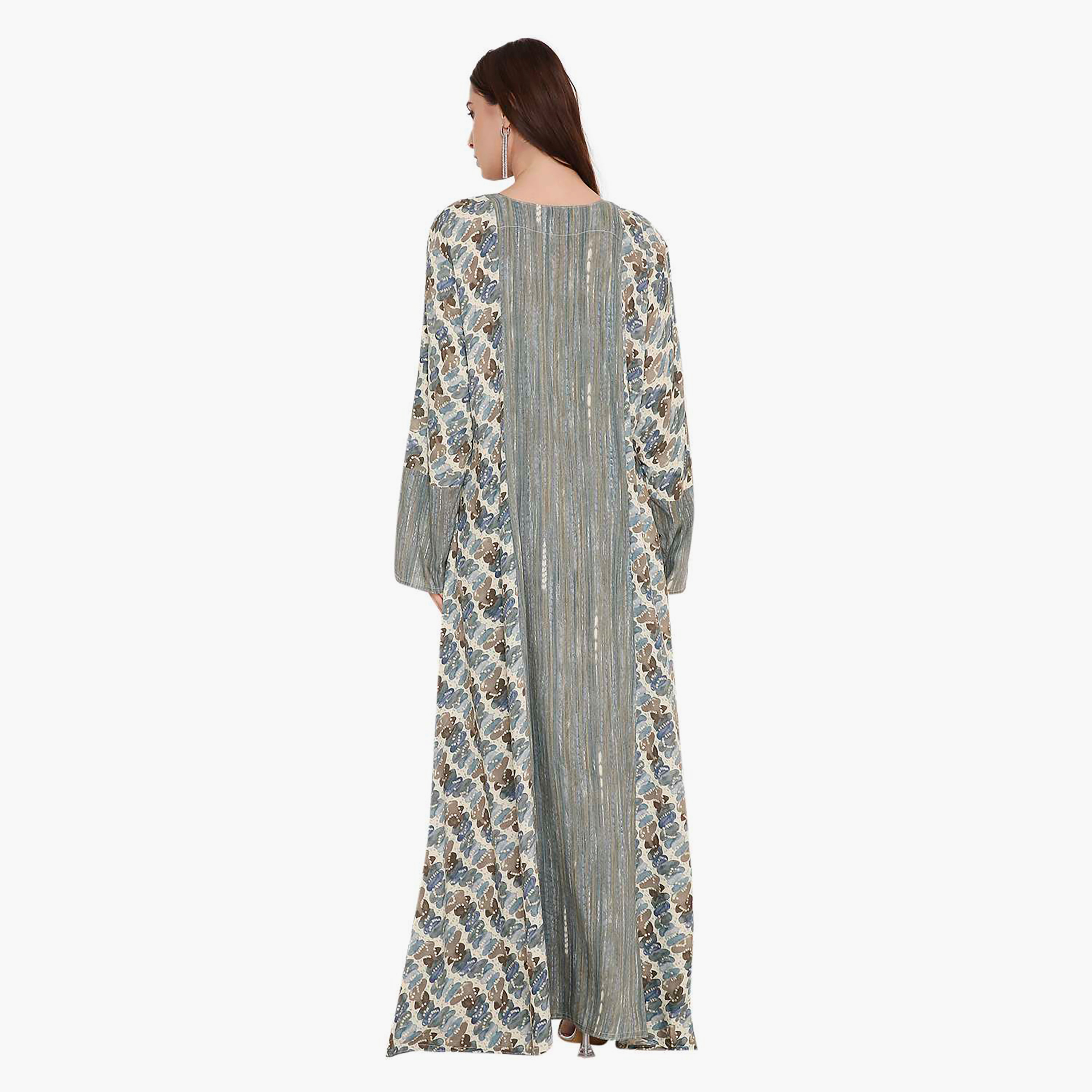 Hana & Sara Printed and Embroidered Yoke Women's Jalabiya-women-arabicclothing-jalabiyas-image-5
