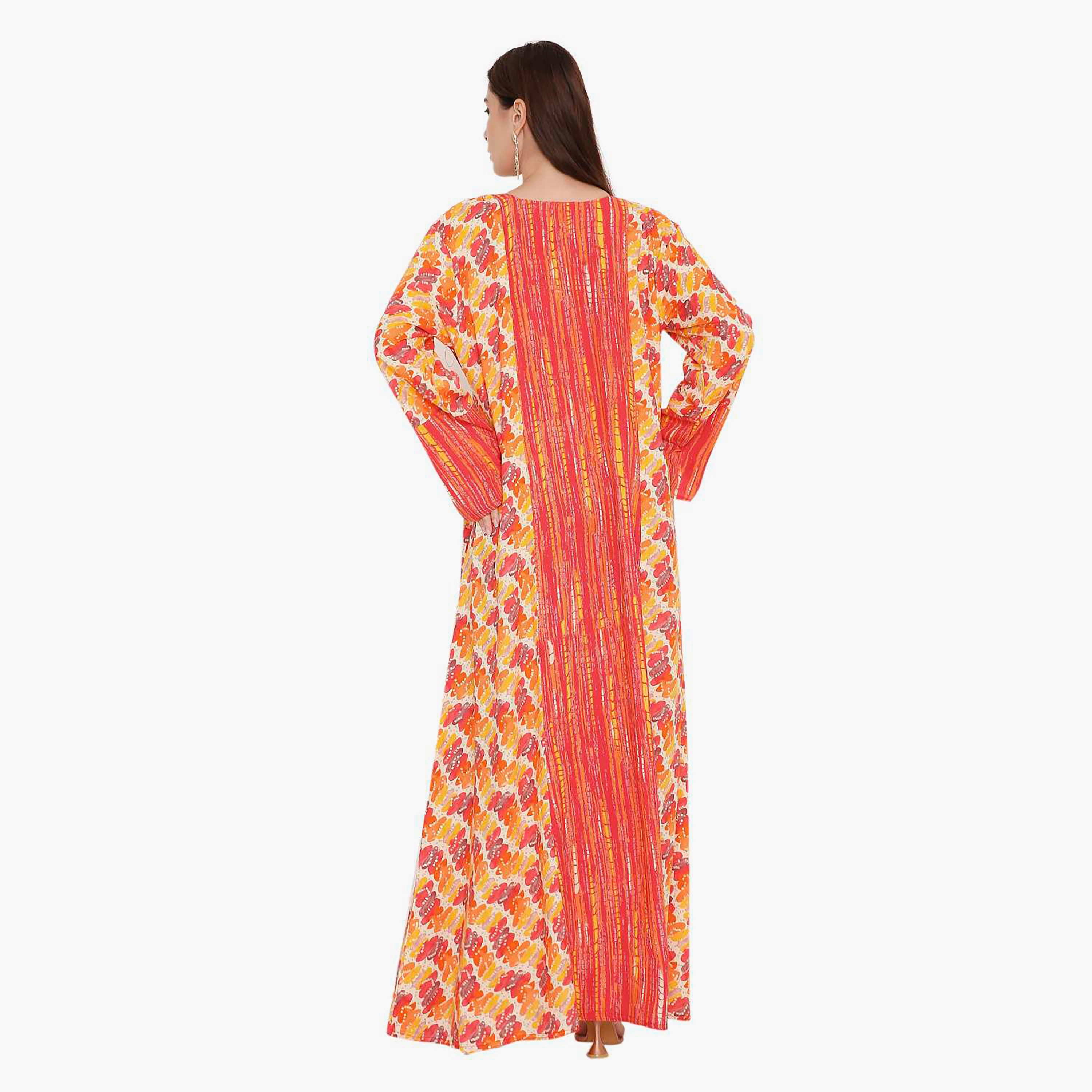 جلابية نسائية مطبوعة ومطرزة على الصدر من هانا اند سارة.-women-arabicclothing-jalabiyas-image-10
