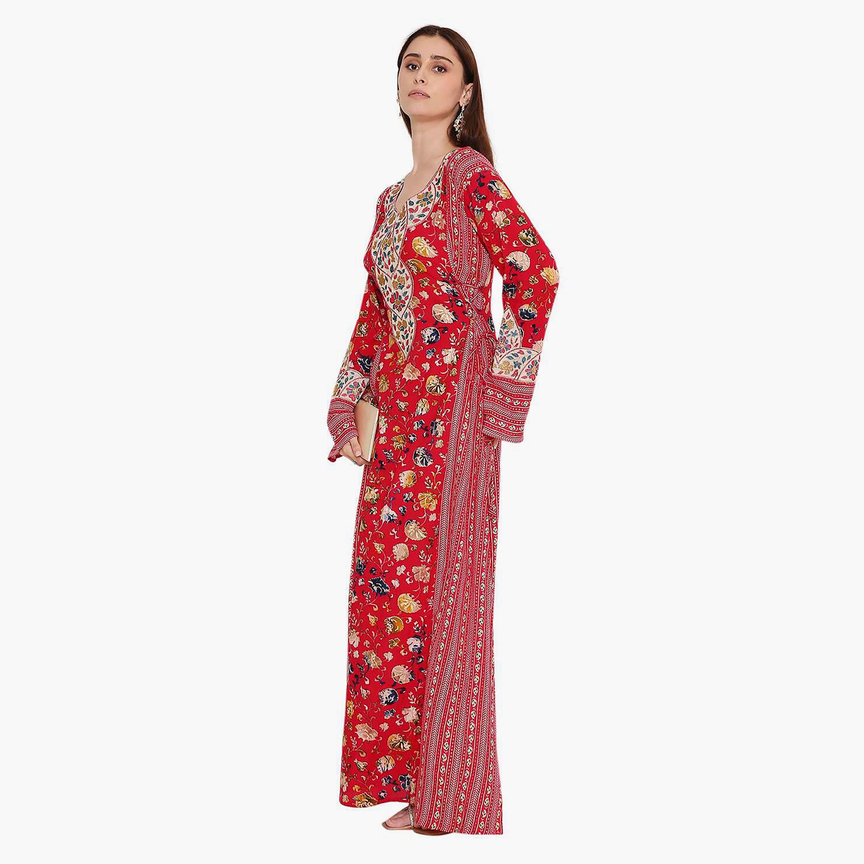 جلابية نسائية بطبعة زهور وتطريز من هانا اند سارة.-women-arabicclothing-jalabiyas-image-4
