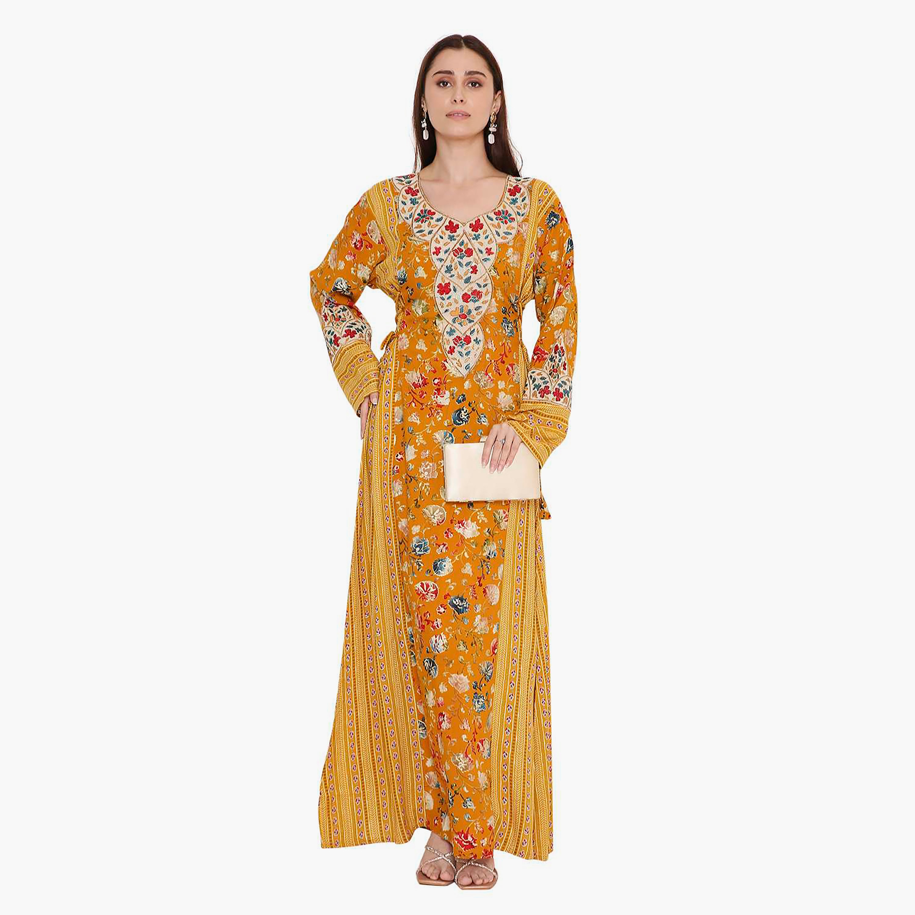 جلابية نسائية بطبعة زهور وتطريز من هانا اند سارة.-women-arabicclothing-jalabiyas-image-6