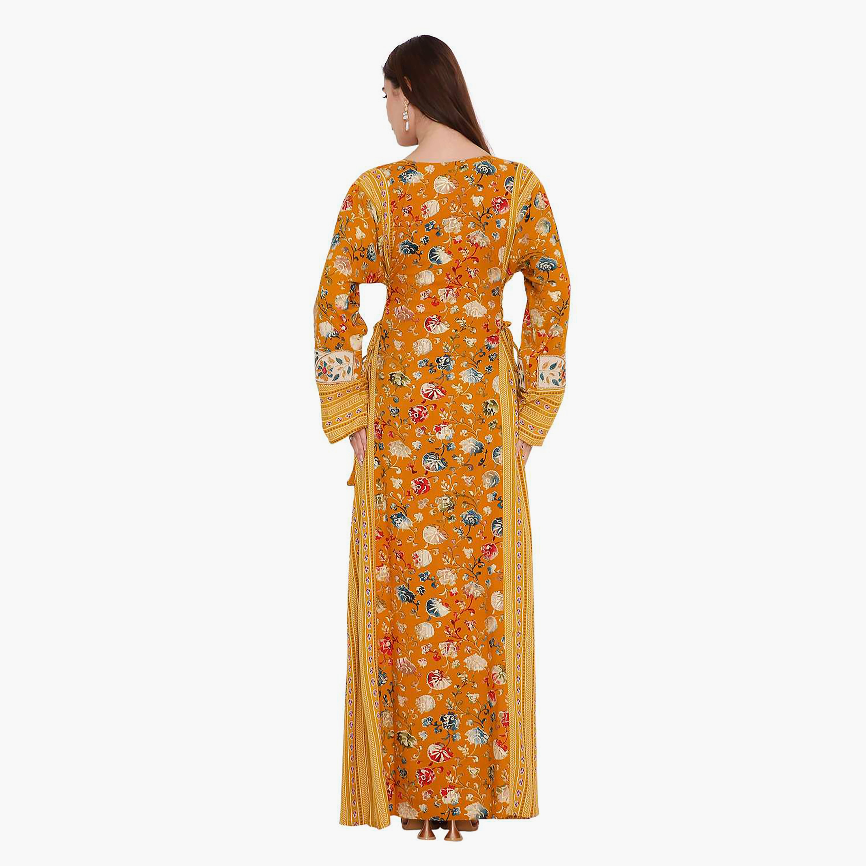 جلابية نسائية بطبعة زهور وتطريز من هانا اند سارة.-women-arabicclothing-jalabiyas-image-10