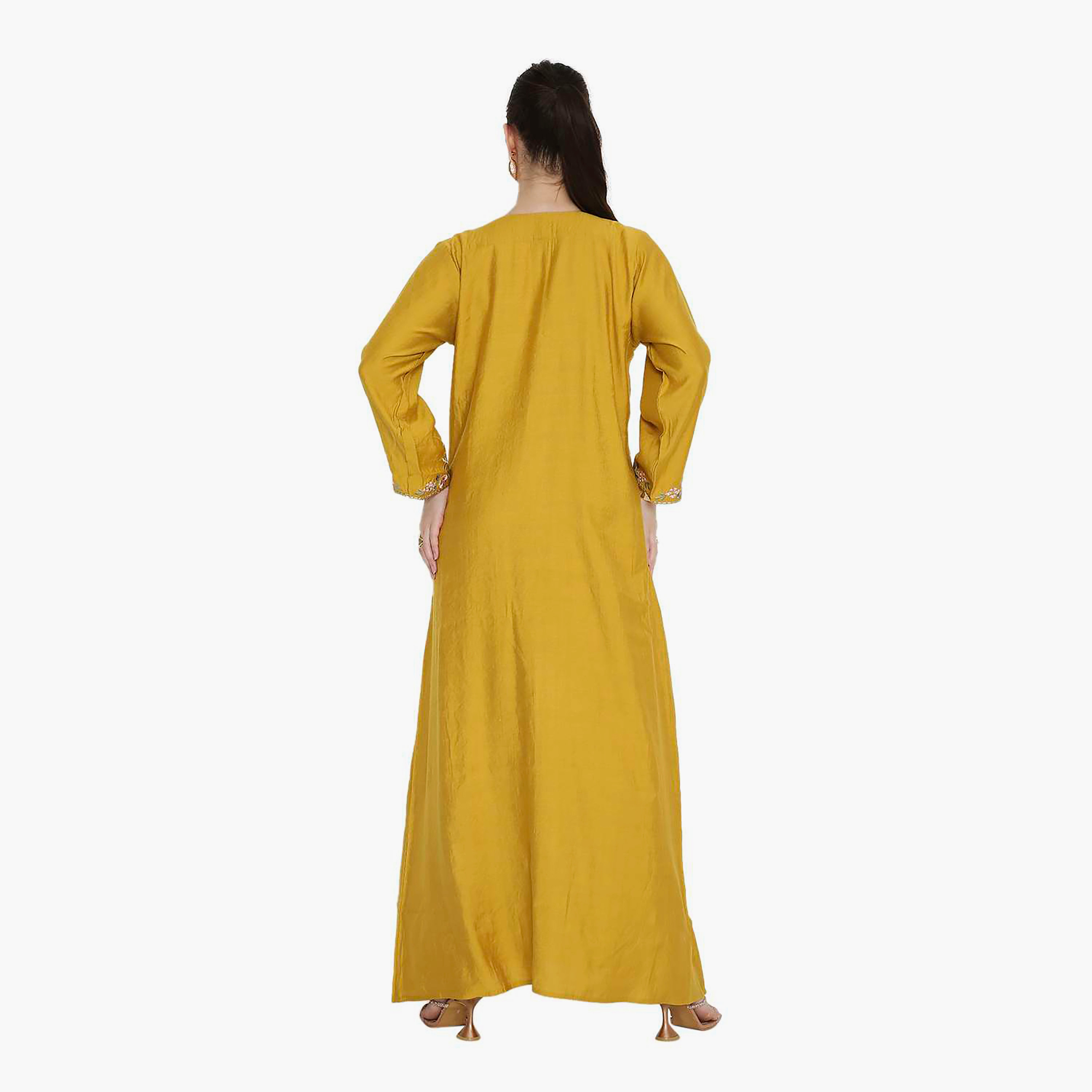 Hana & Sara Round Notch Neck Embroidered Women's Jalabiya-women-arabicclothing-jalabiyas-image-5