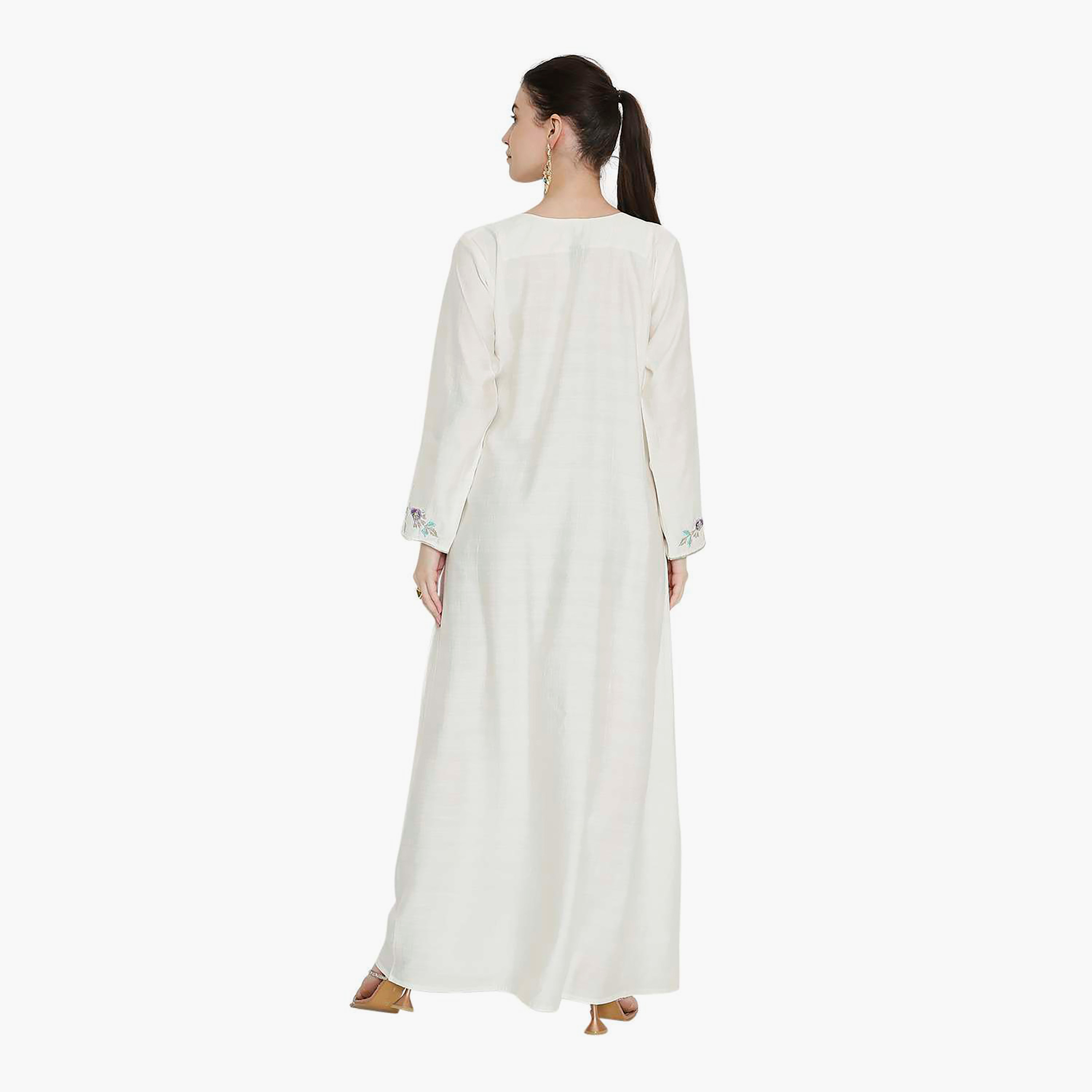 Hana & Sara White Embroidered Women's Jalabiya-women-arabicclothing-jalabiyas-image-5
