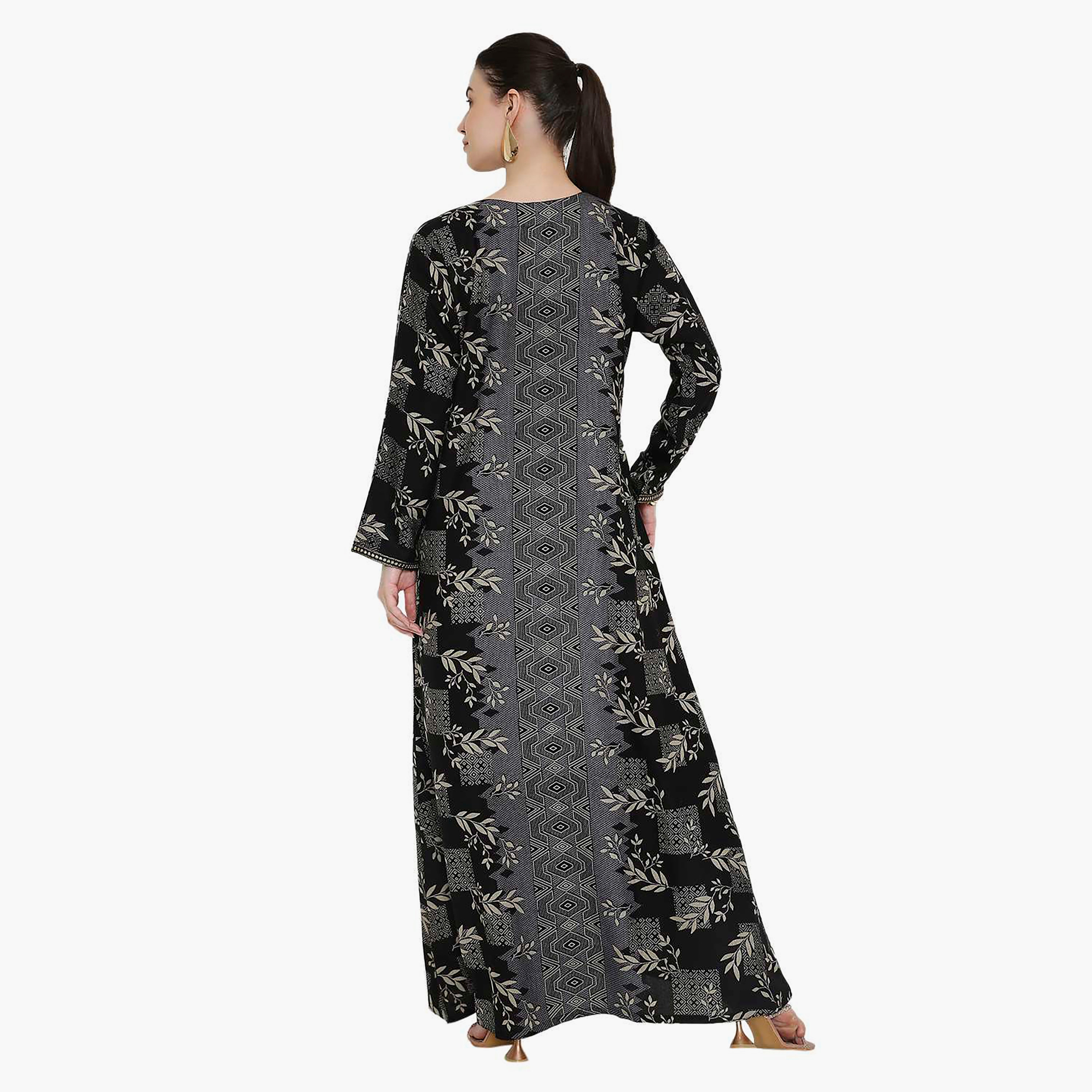 Hana & Sara Printed and Embroidered Yoke Women's Jalabiya-women-arabicclothing-jalabiyas-image-15