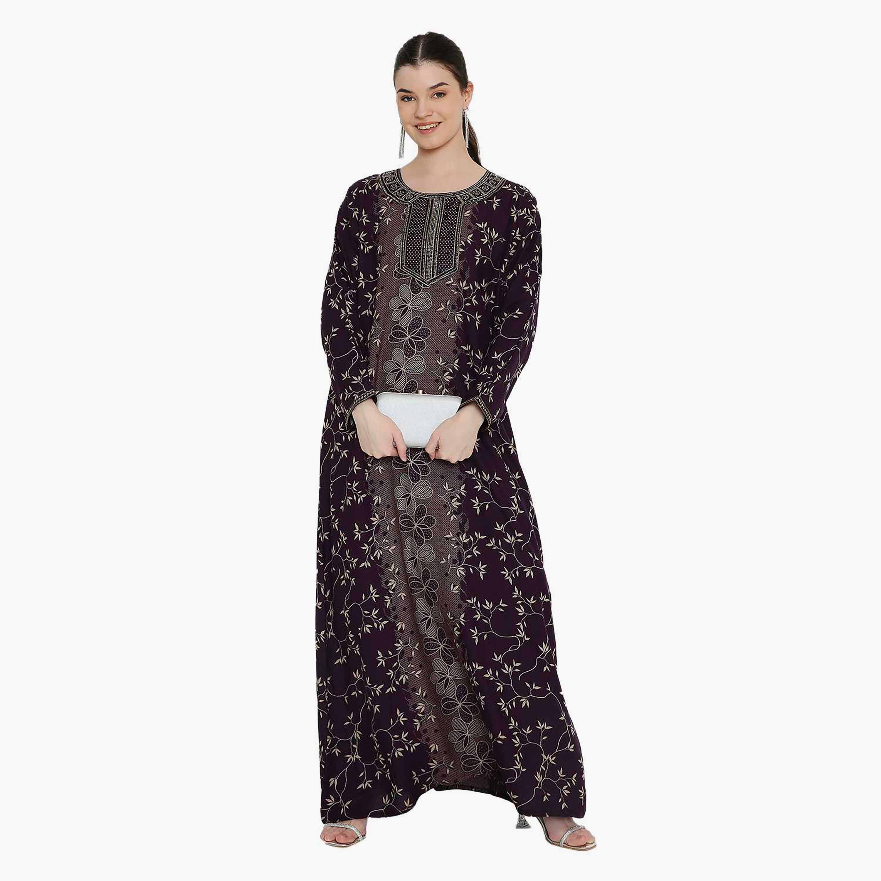 جلابية نسائية مطبوعة ومطرزة من هانا اند سارة.-women-arabicclothing-jalabiyas-image-1