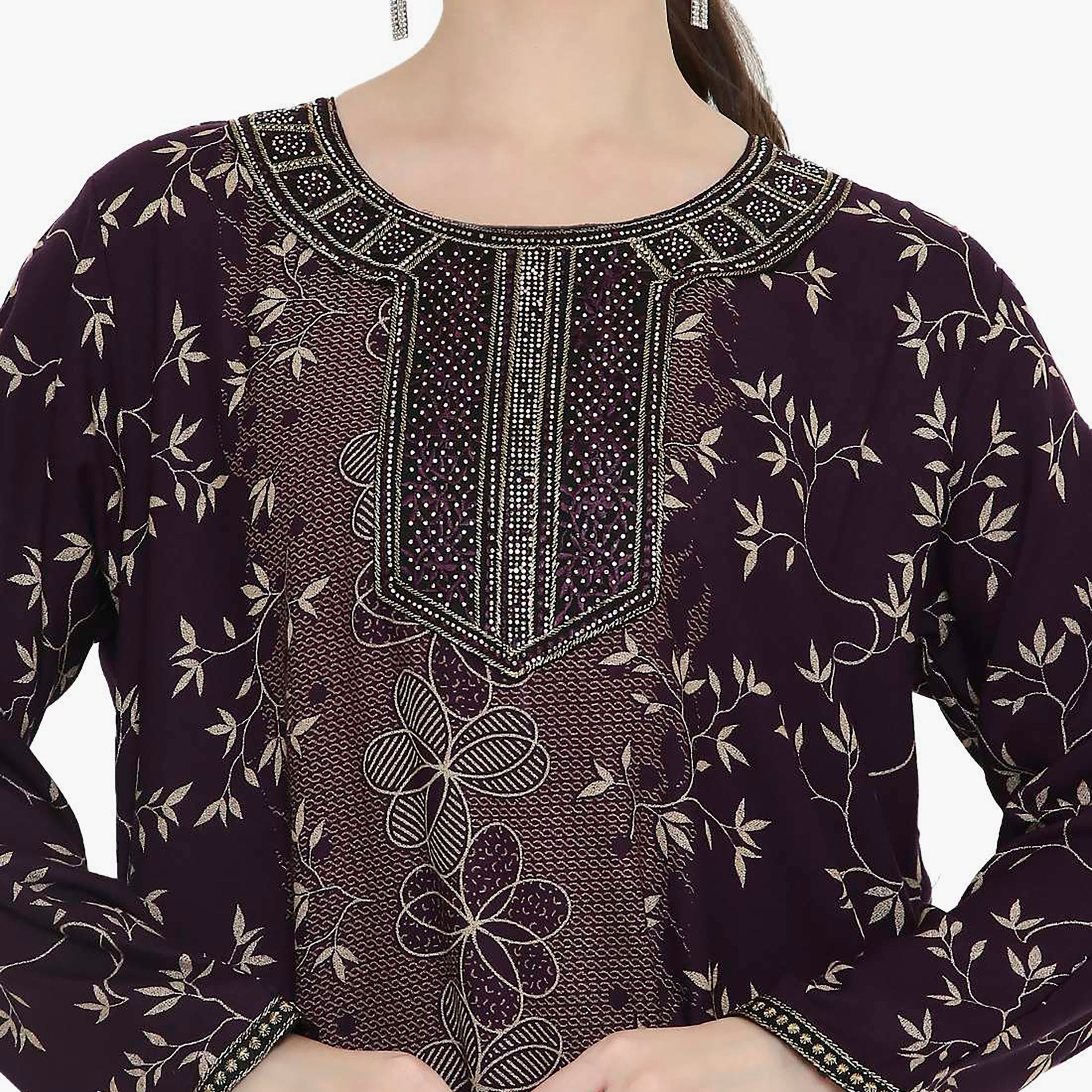 Hana & Sara Printed and Embroidered Women's Jalabiya-women-arabicclothing-jalabiyas-image-2