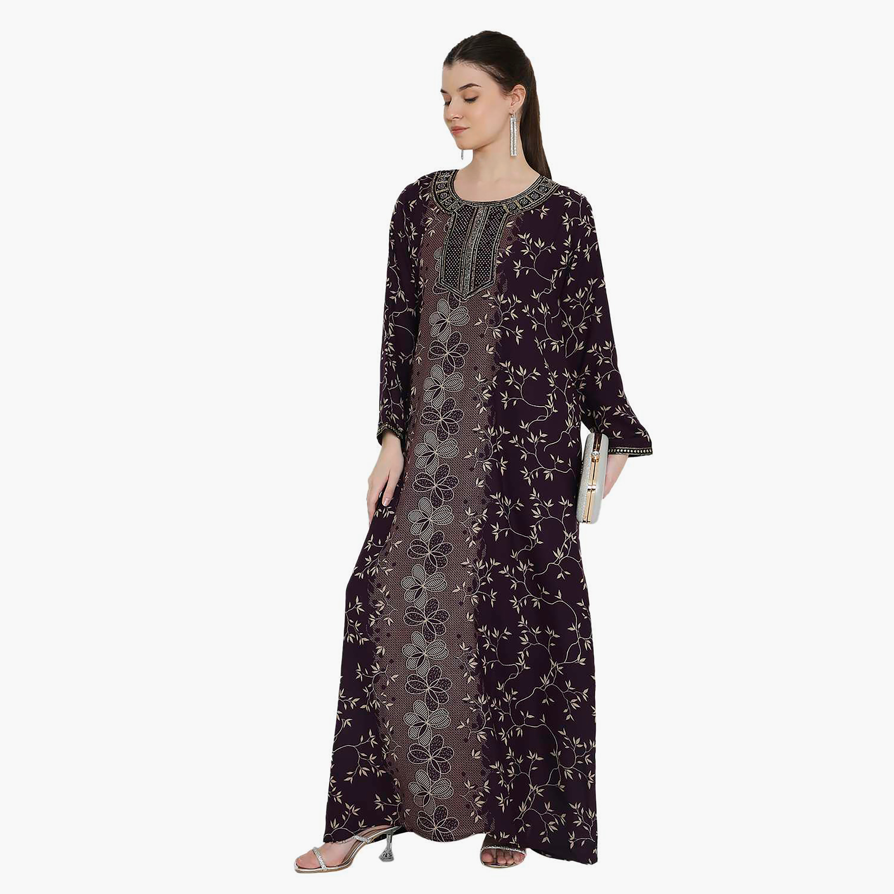 جلابية نسائية مطبوعة ومطرزة من هانا اند سارة.-women-arabicclothing-jalabiyas-image-4