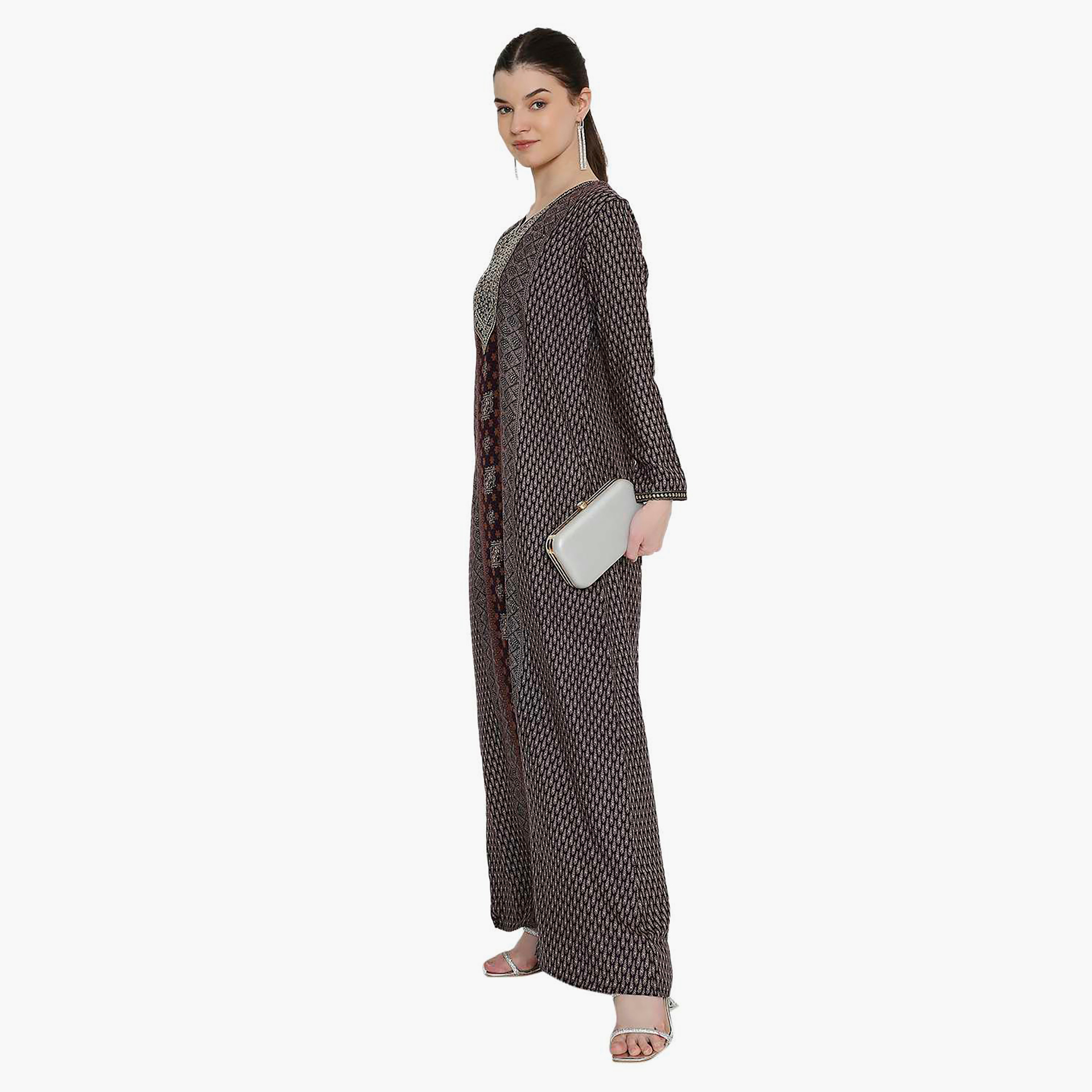 Hana & Sara Geometric Printed and Embroidered Yoke Women's Jalabiya-women-arabicclothing-jalabiyas-image-9