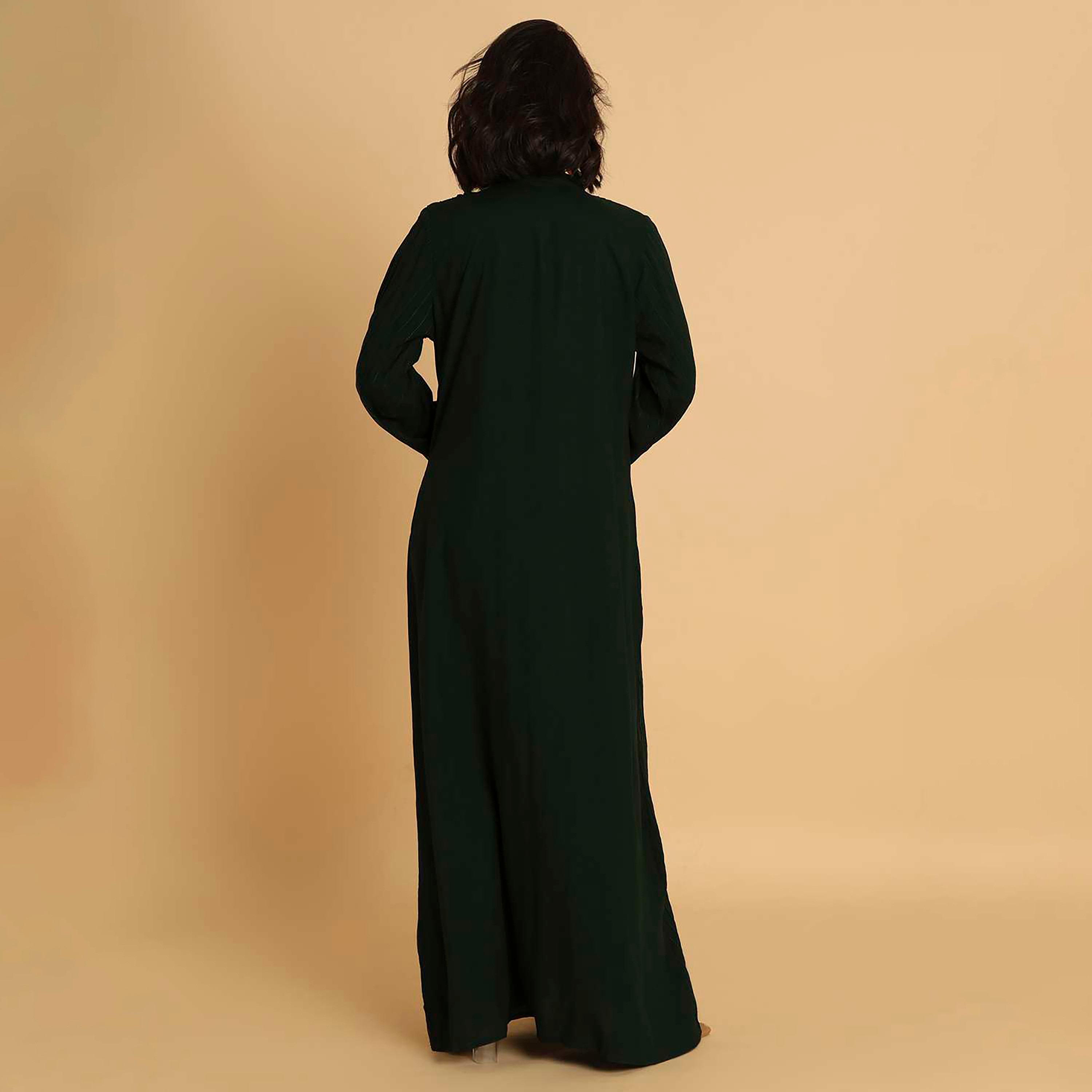 جلابية نسائية سهرة بتطريز زهور وياقة مندرين باللون الأخضر من هنا اند سارة.-women-arabicclothing-jalabiyas-image-5