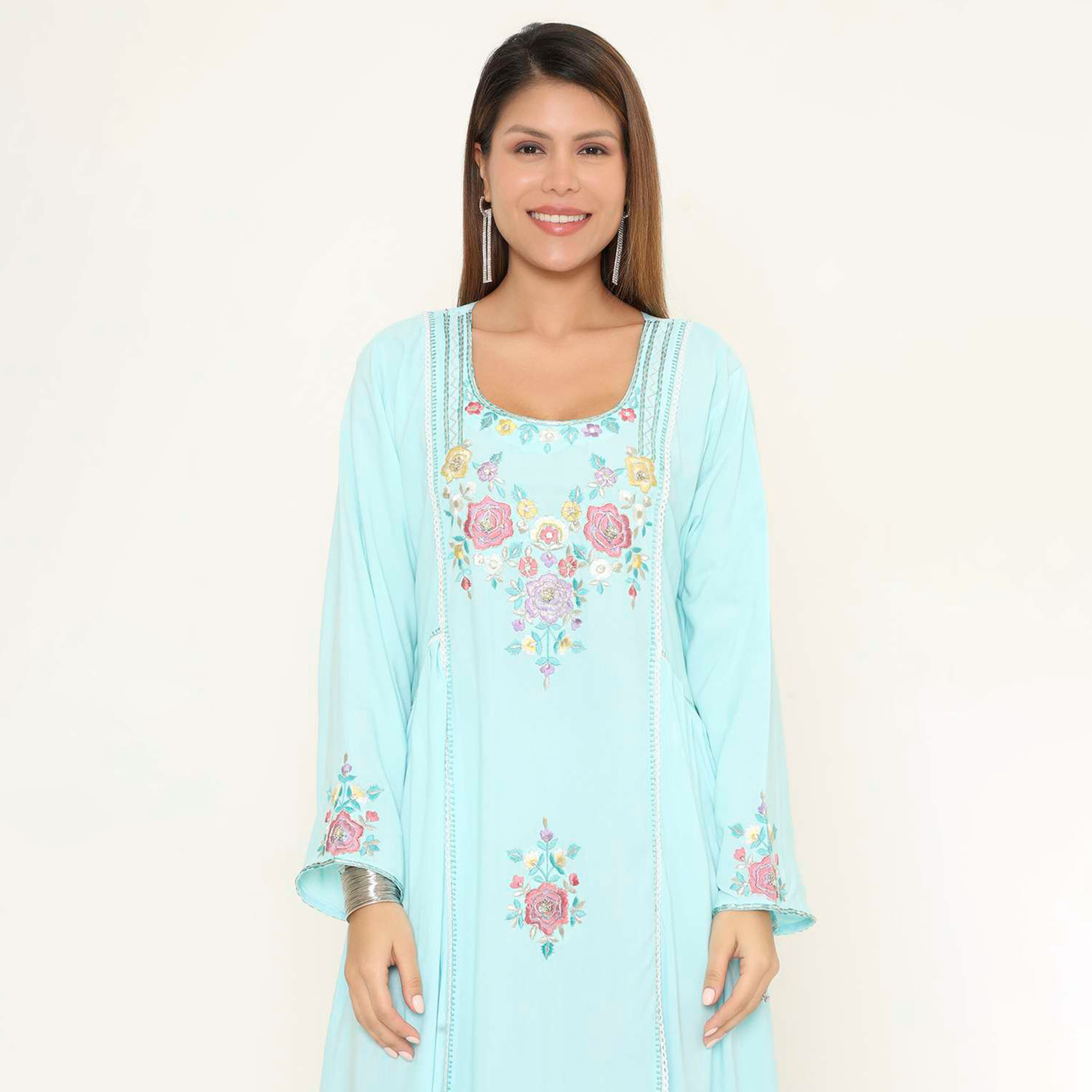 HanaandSara Floral Embroidered Women's Evening Jalabiya-women-arabicclothing-jalabiyas-image-12