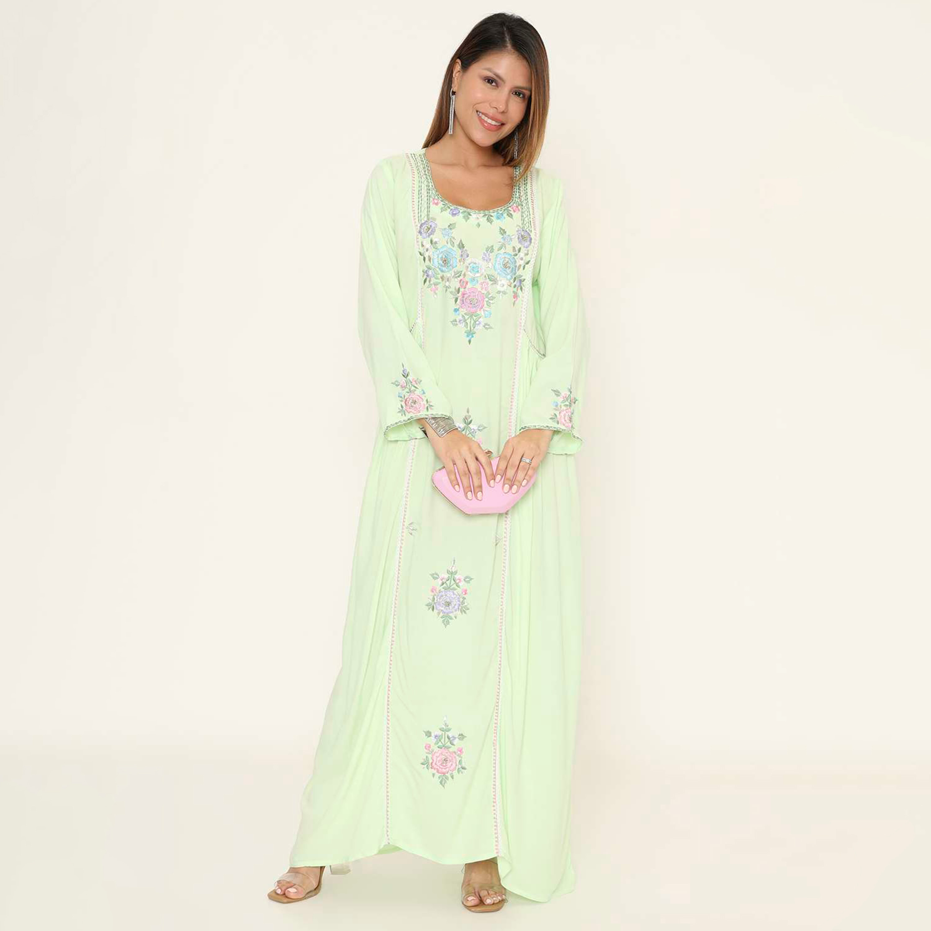 HanaandSara Floral Embroidered Women's Evening Jalabiya-women-arabicclothing-jalabiyas-image-6