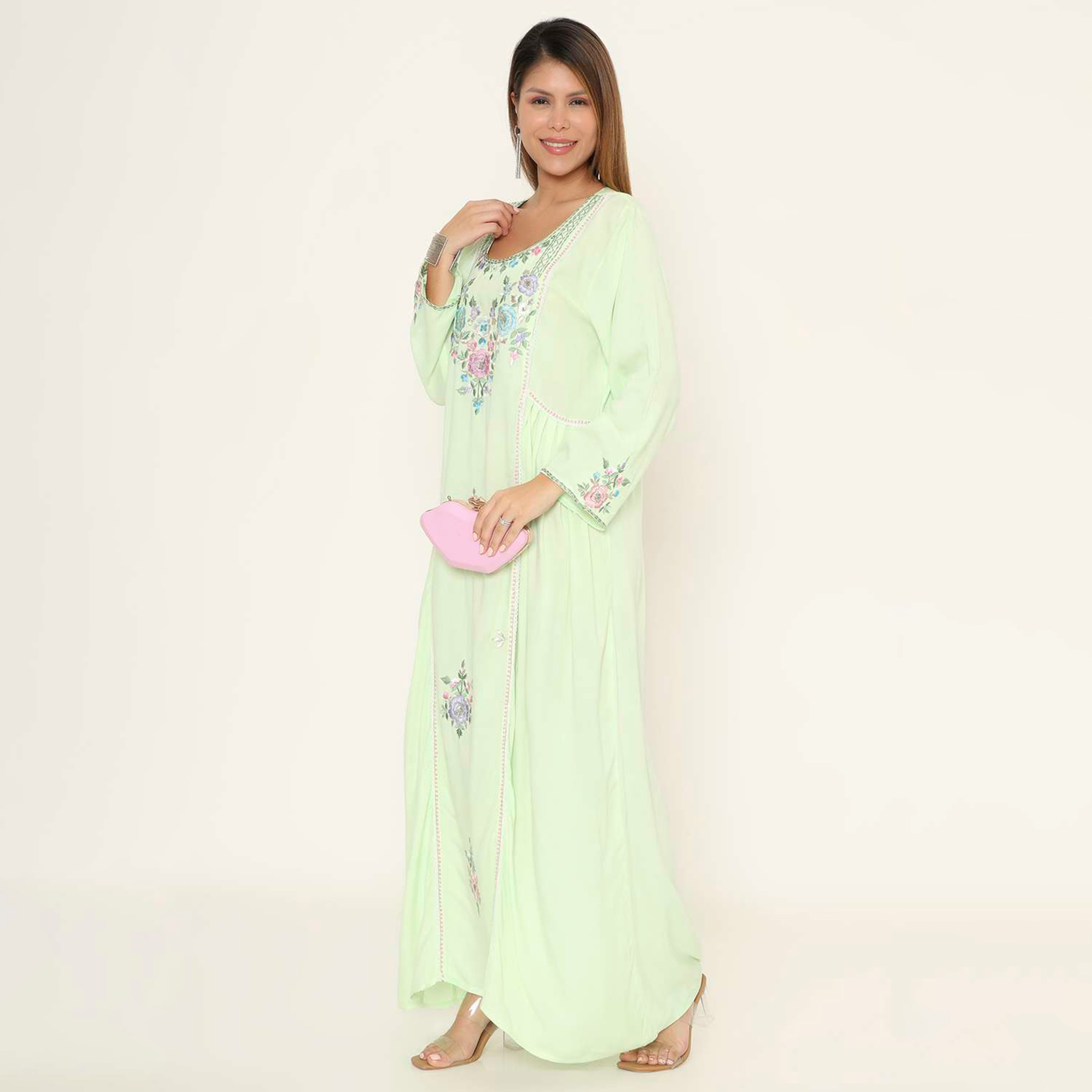 HanaandSara Floral Embroidered Women's Evening Jalabiya-women-arabicclothing-jalabiyas-image-8