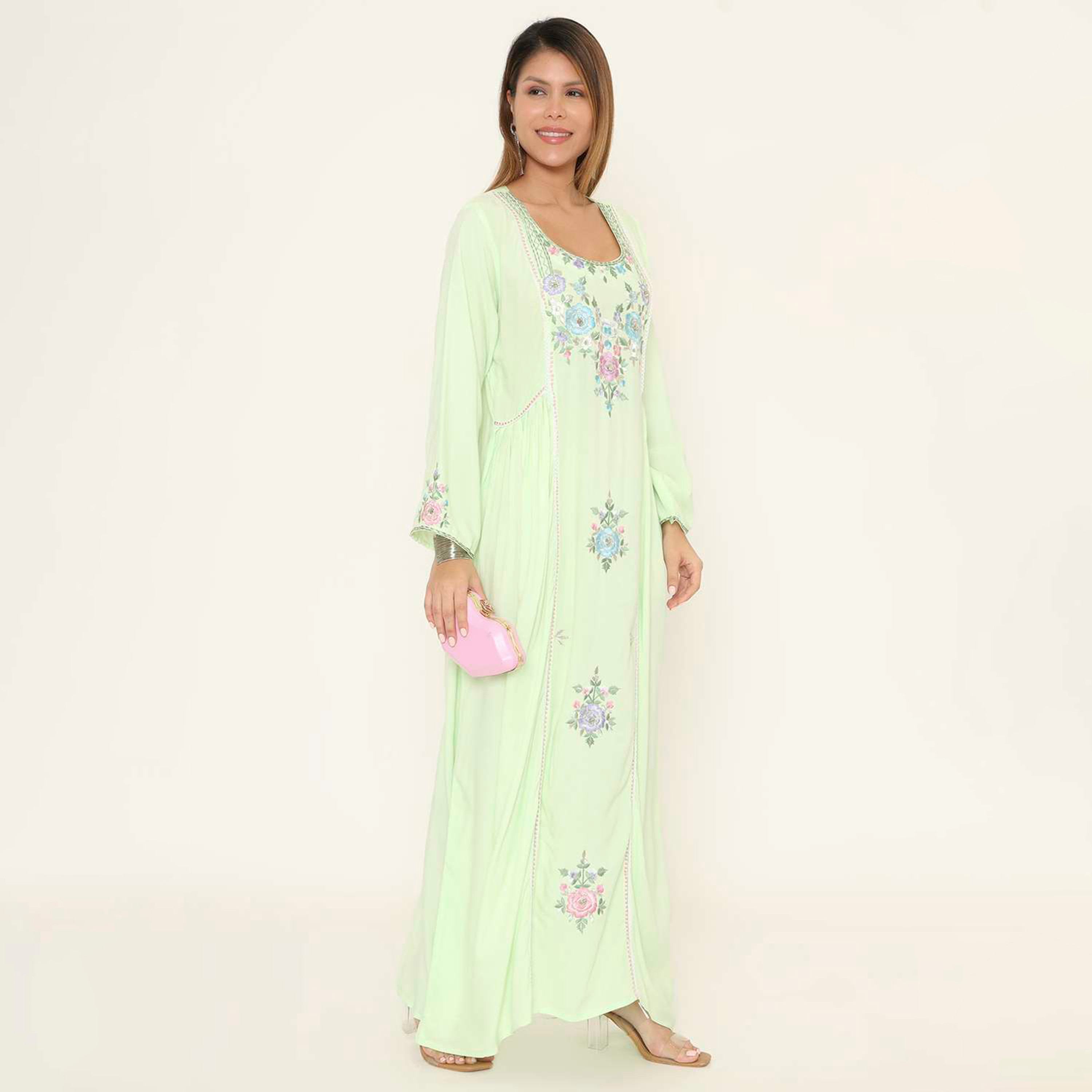 HanaandSara Floral Embroidered Women's Evening Jalabiya-women-arabicclothing-jalabiyas-image-9