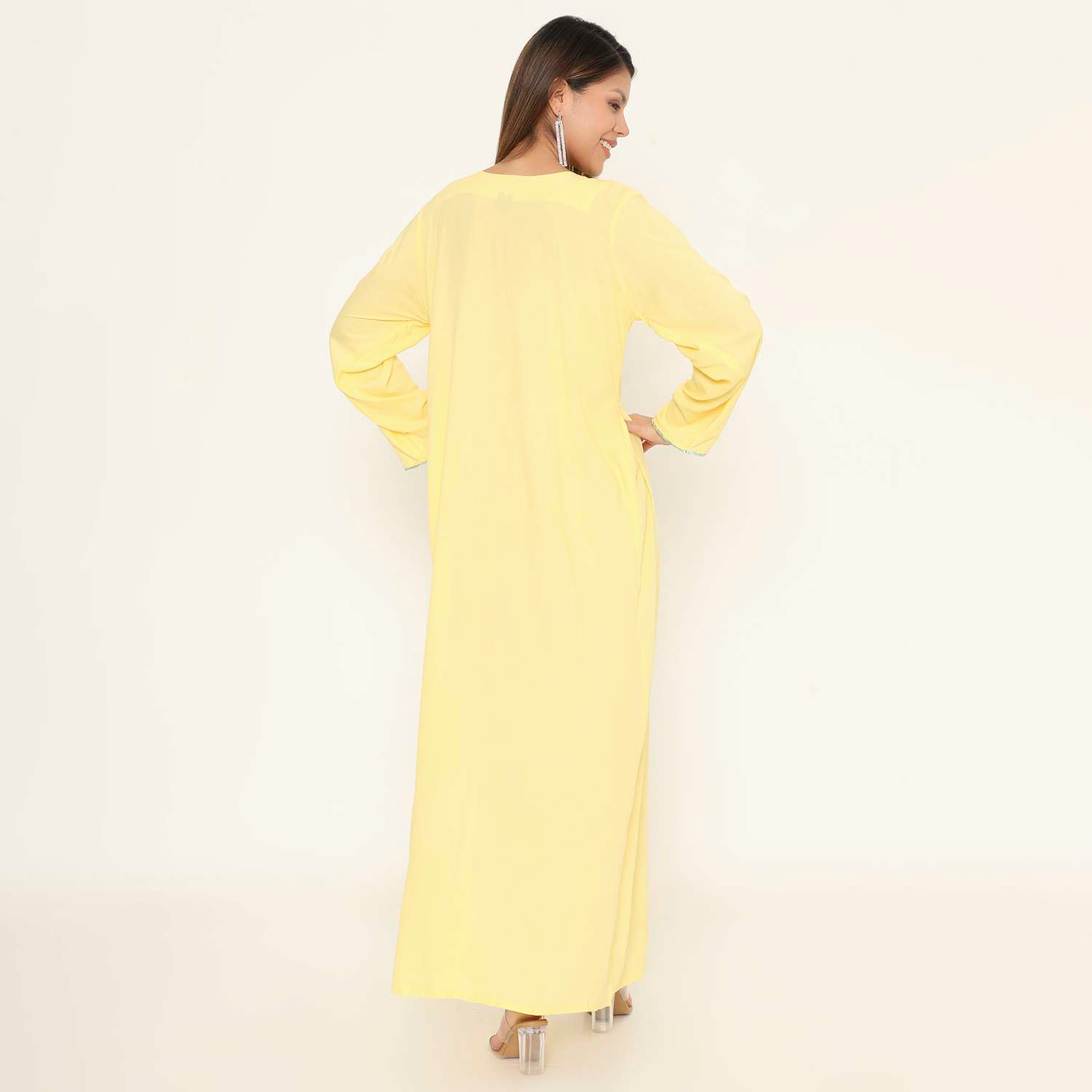 HanaandSara Floral Embroidered Women's Evening Jalabiya-women-arabicclothing-jalabiyas-image-5