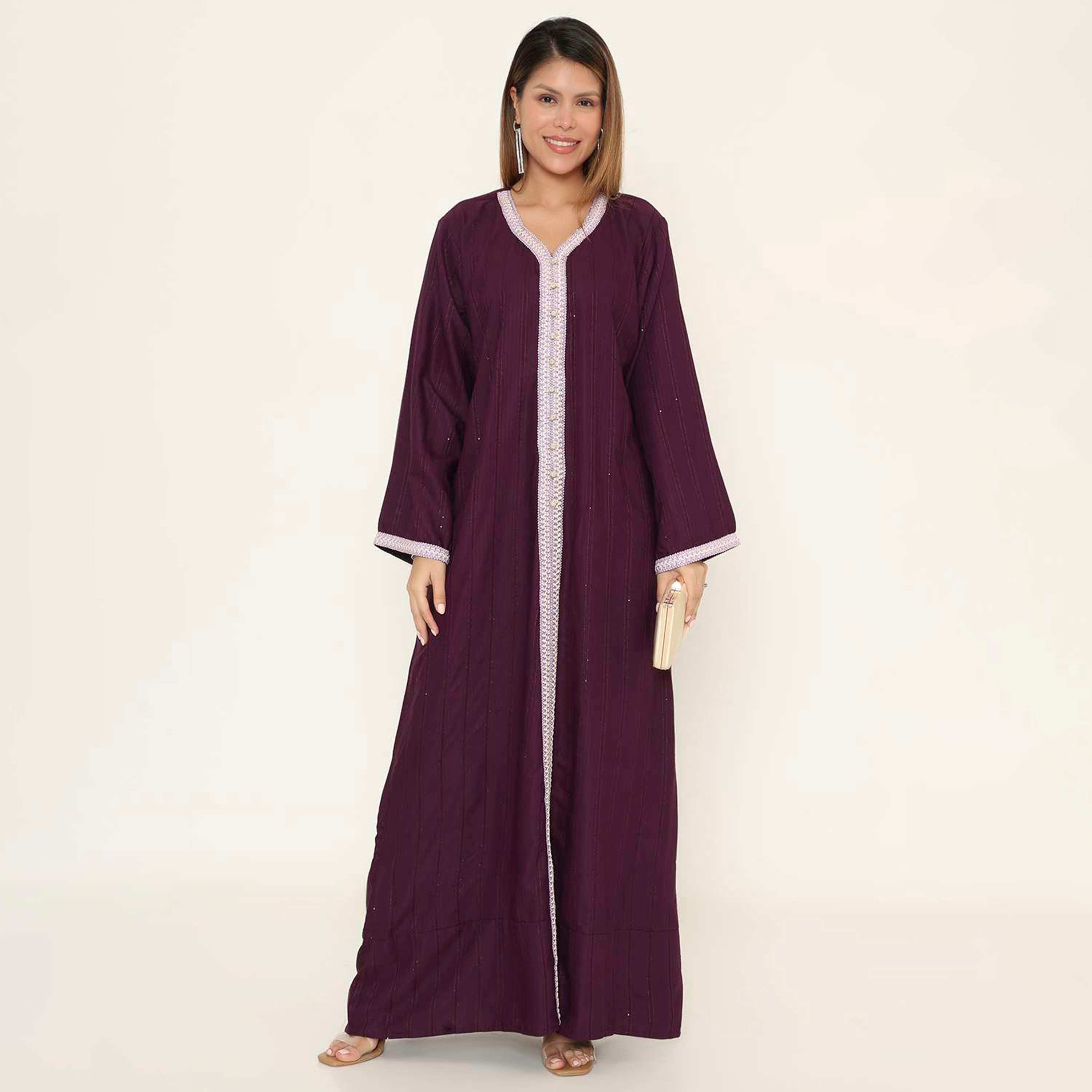 جلابية نسائية سهرة مخططة من هنا اند سارة.-women-arabicclothing-jalabiyas-image-1