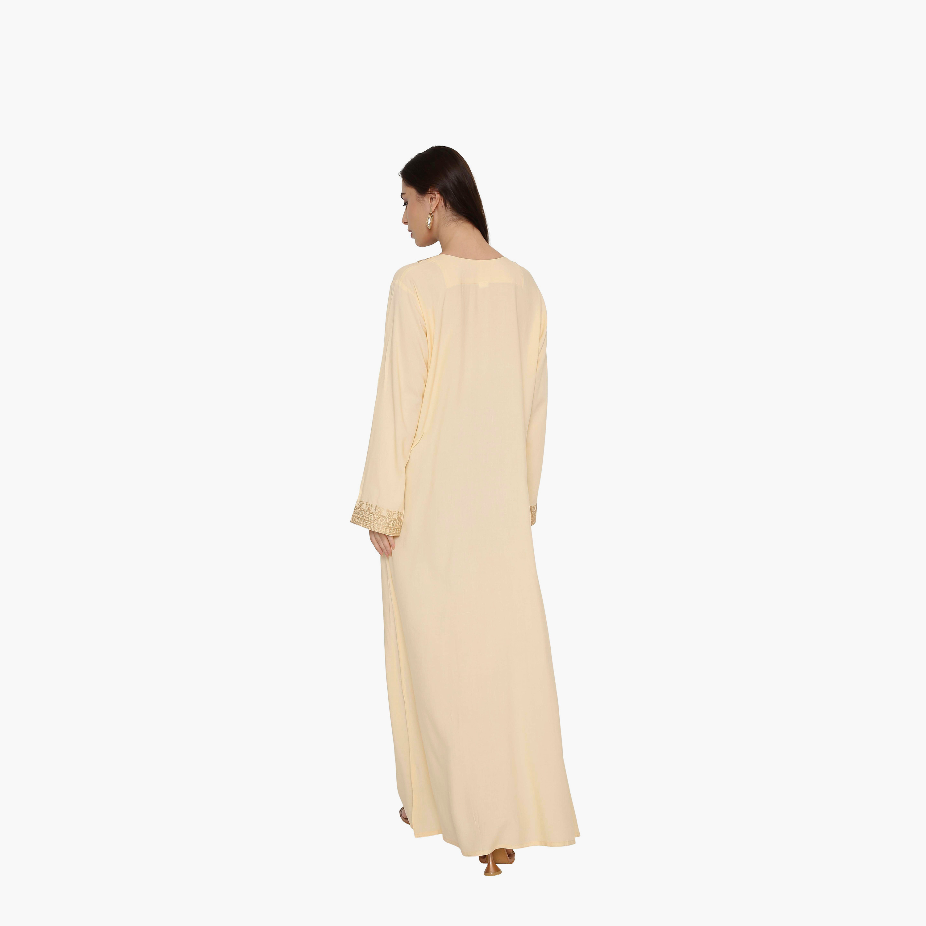 جلابية نسائية سهرة مزينة بتطريز على الصدر من هنا اند سارة.-women-arabicclothing-jalabiyas-image-5