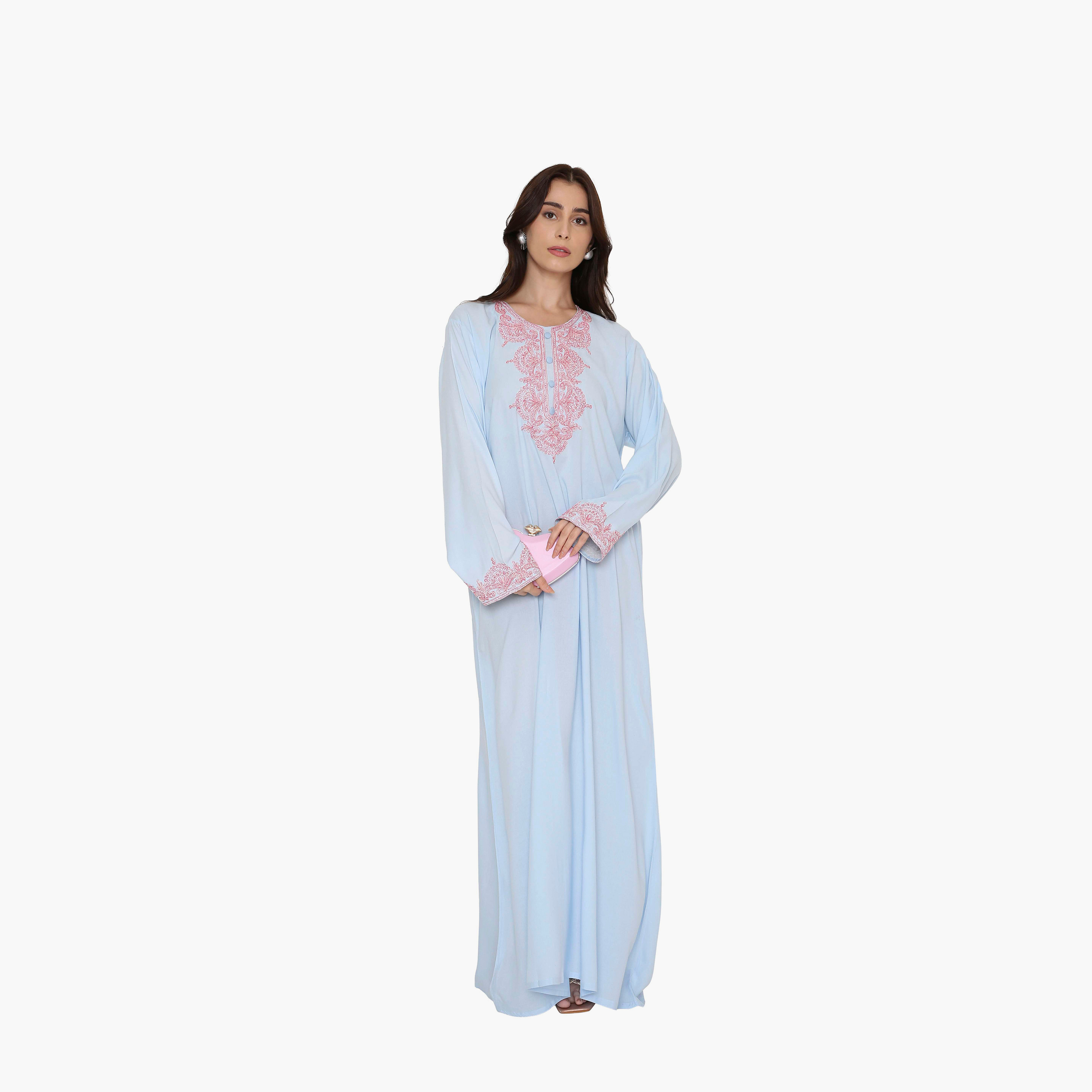 HanaandSara Embroidered Yoke Women's Evening Jalabiya-women-arabicclothing-jalabiyas-image-6