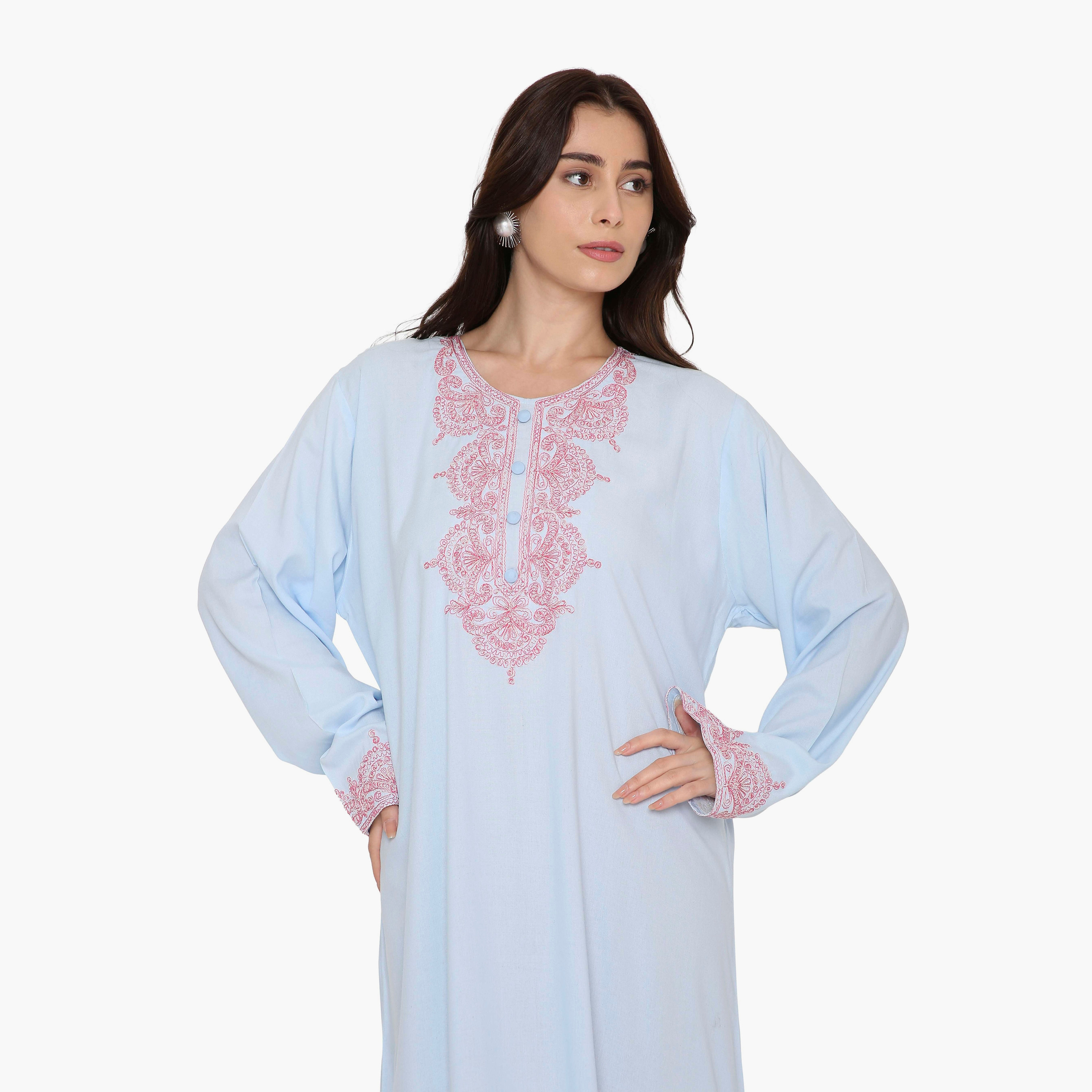 HanaandSara Embroidered Yoke Women's Evening Jalabiya-women-arabicclothing-jalabiyas-image-7