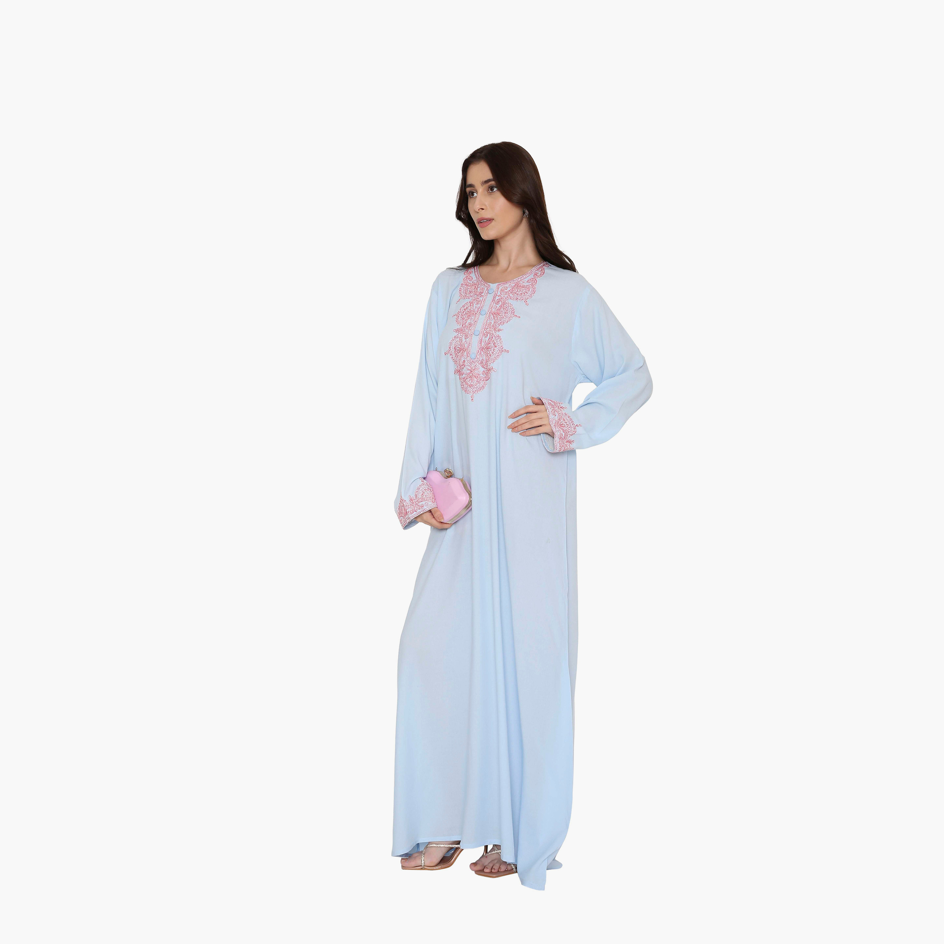 HanaandSara Embroidered Yoke Women's Evening Jalabiya-women-arabicclothing-jalabiyas-image-8