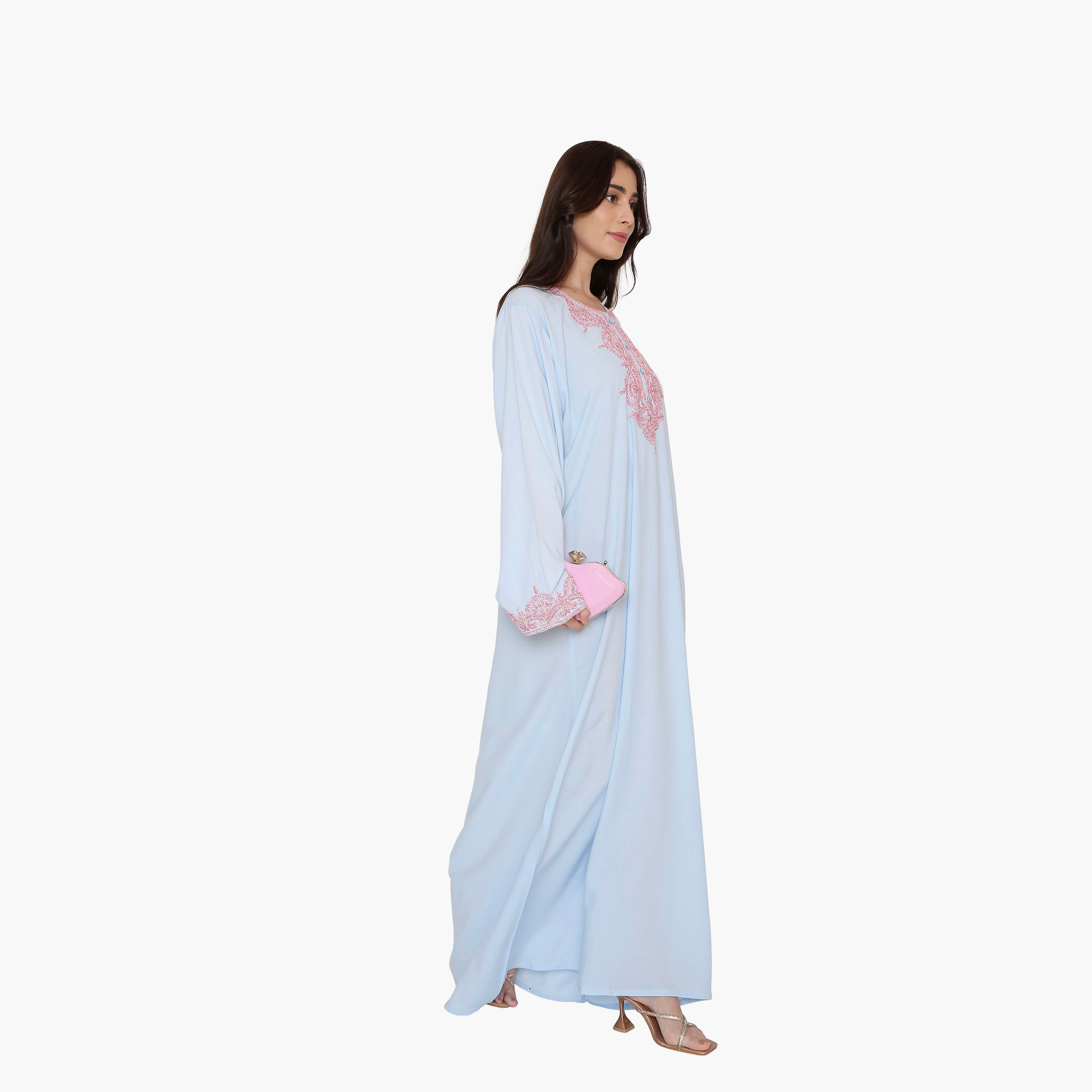 HanaandSara Embroidered Yoke Women's Evening Jalabiya-women-arabicclothing-jalabiyas-image-9