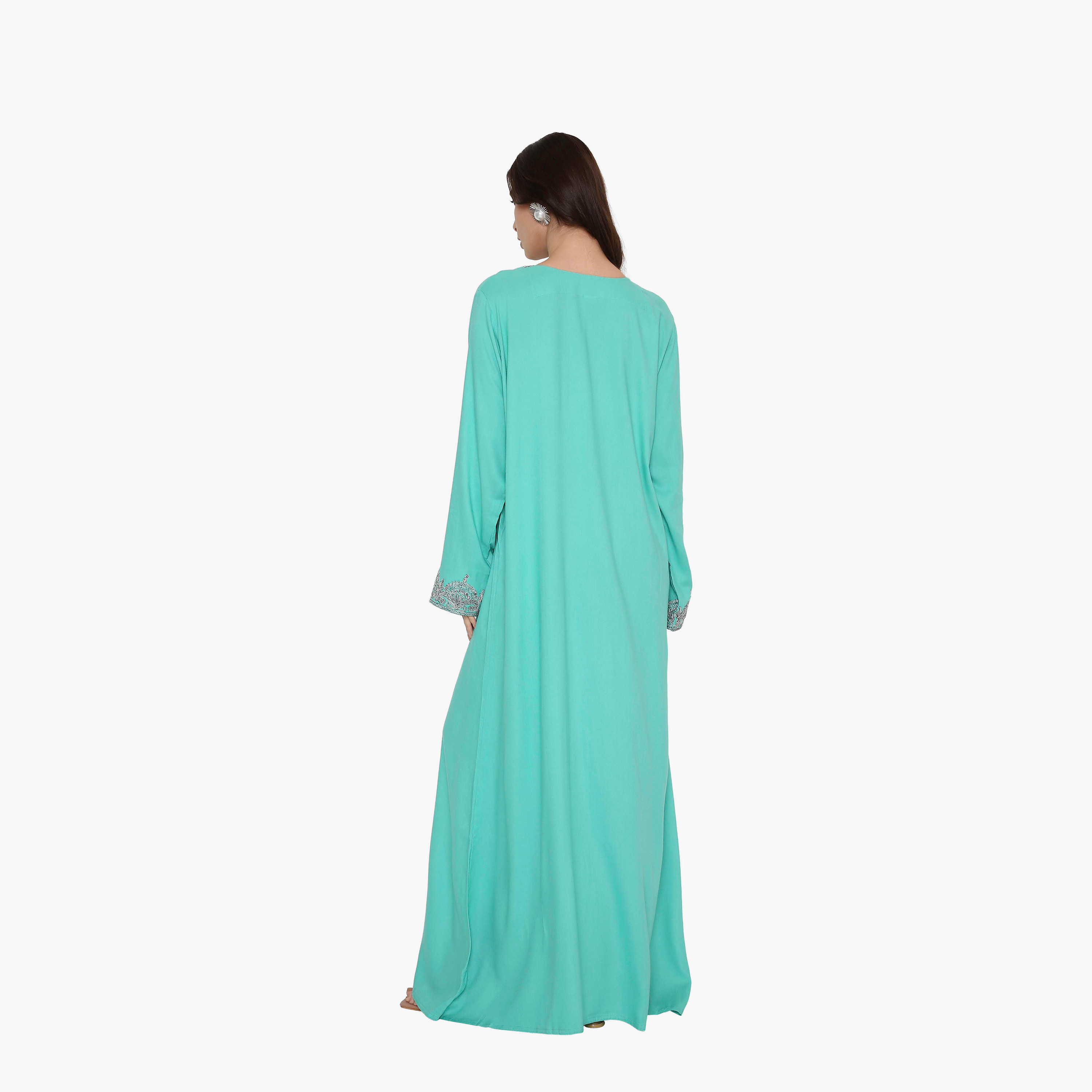 HanaandSara Embroidered Yoke Women's Evening Jalabiya-women-arabicclothing-jalabiyas-image-5