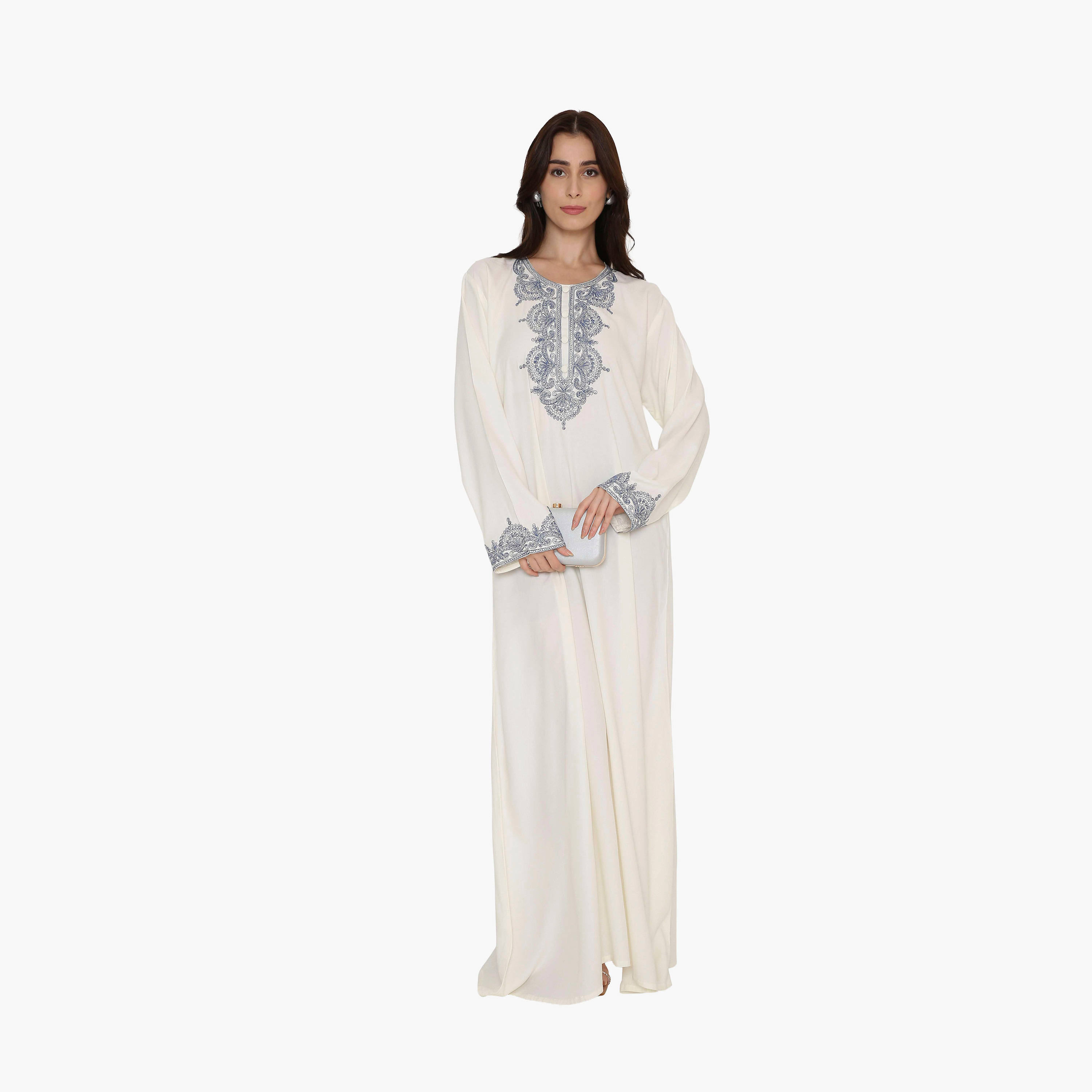 HanaandSara Embroidered Yoke Women's Evening Jalabiya-women-arabicclothing-jalabiyas-image-11