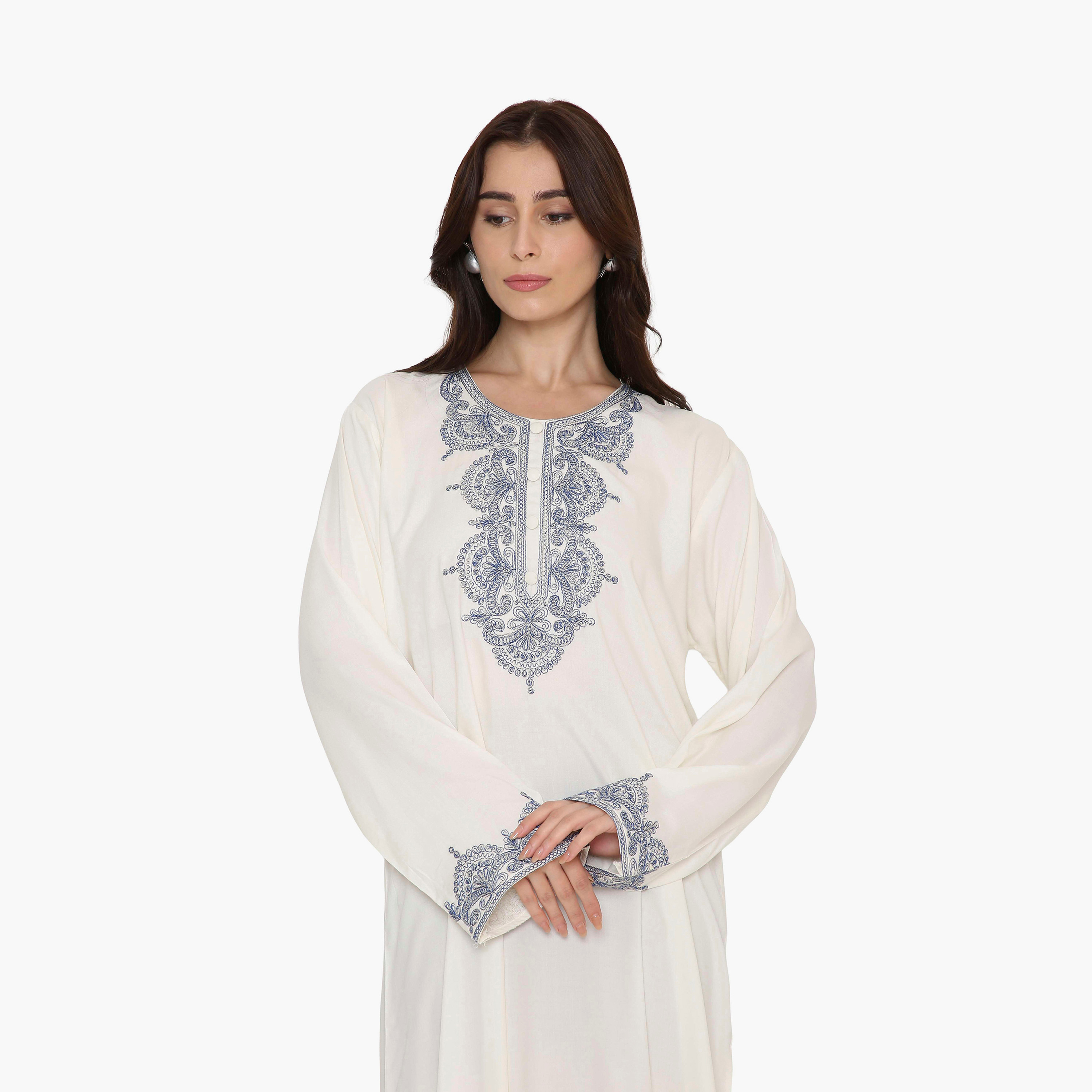 HanaandSara Embroidered Yoke Women's Evening Jalabiya-women-arabicclothing-jalabiyas-image-12