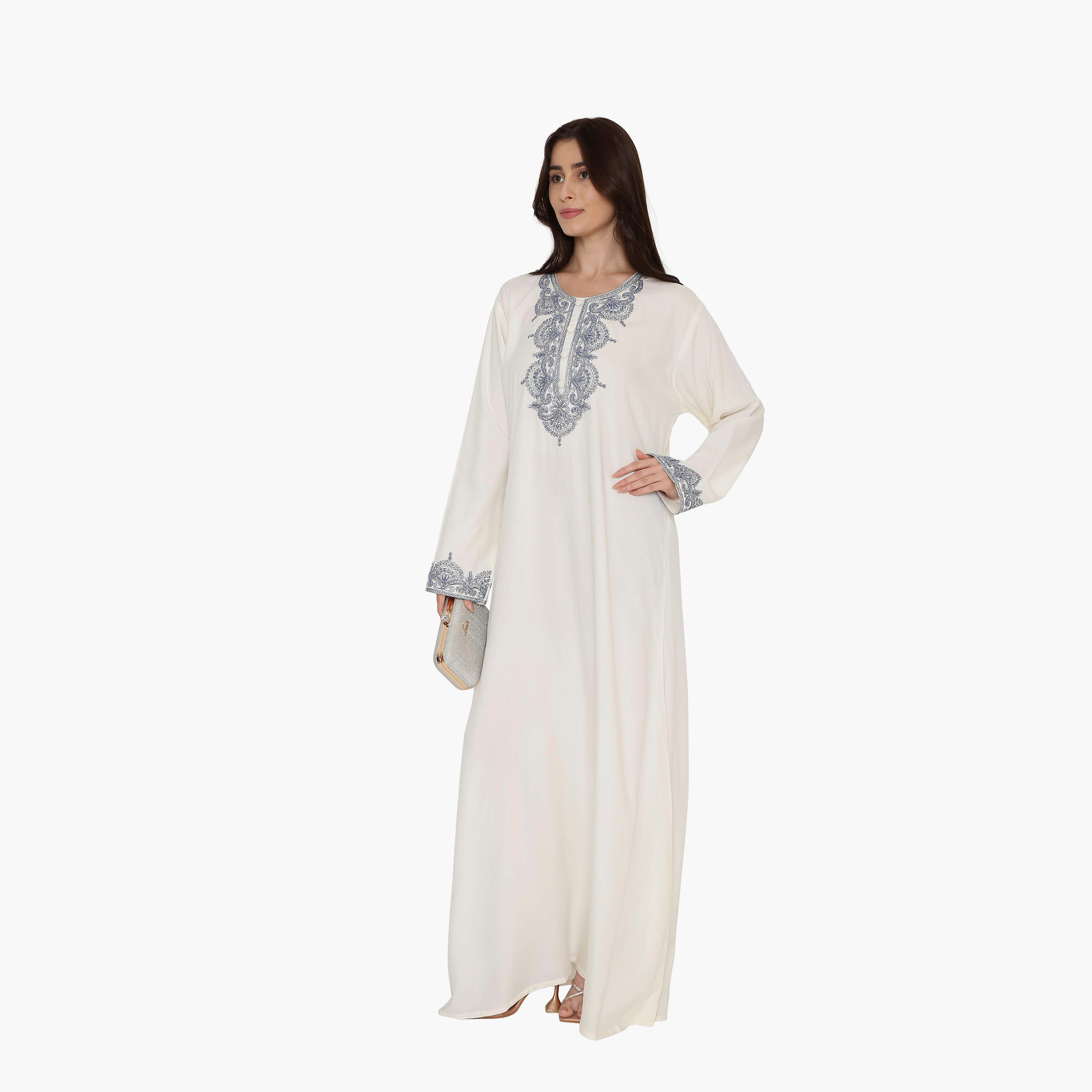 HanaandSara Embroidered Yoke Women's Evening Jalabiya-women-arabicclothing-jalabiyas-image-13