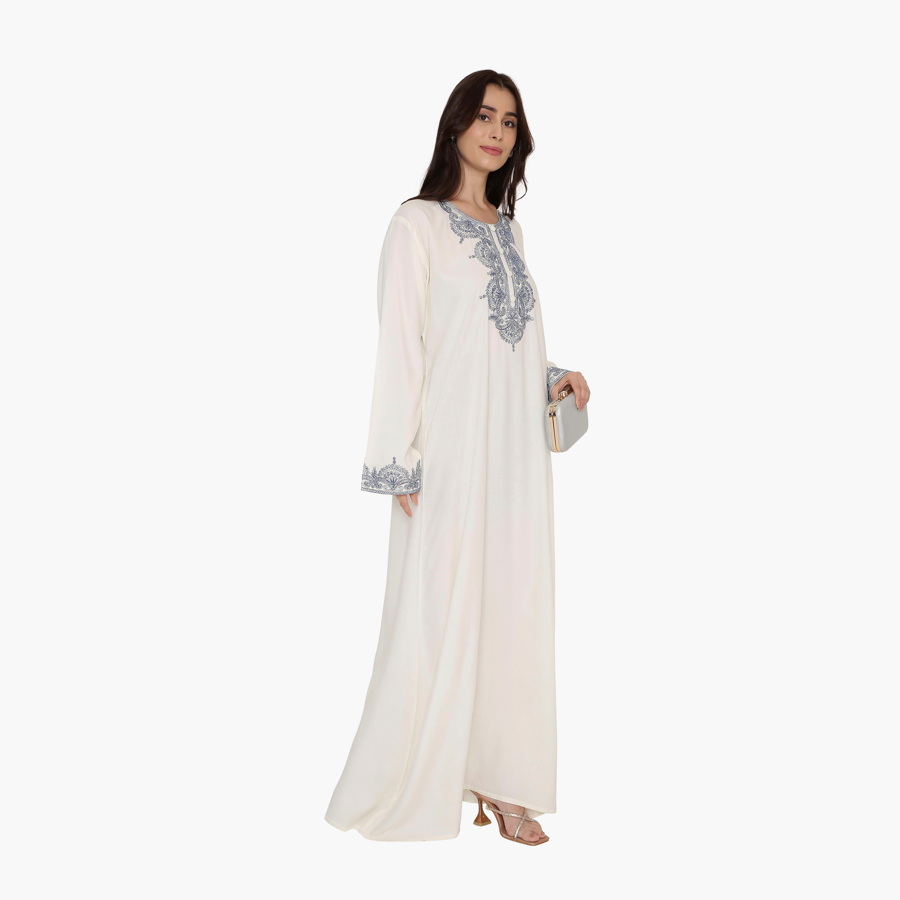 HanaandSara Embroidered Yoke Women's Evening Jalabiya-women-arabicclothing-jalabiyas-image-14