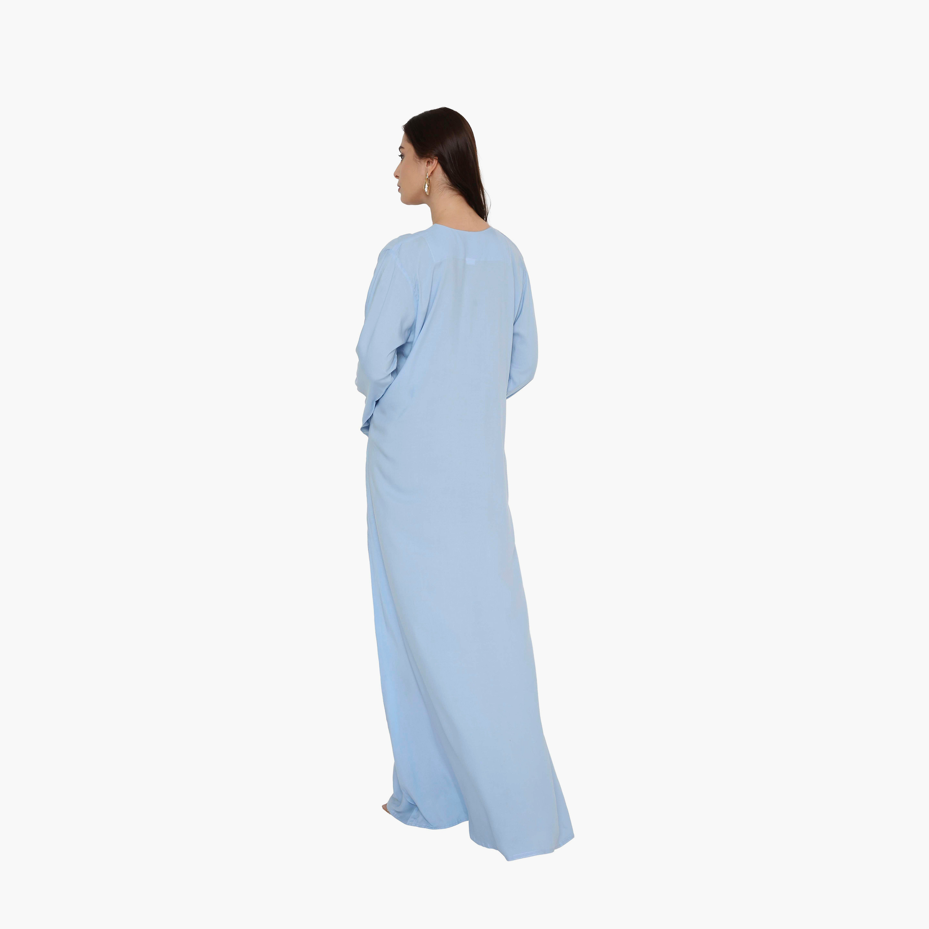 جلابية نسائية سهرة مزينة بتطريز على الصدر من هنا اند سارة.-women-arabicclothing-jalabiyas-image-4