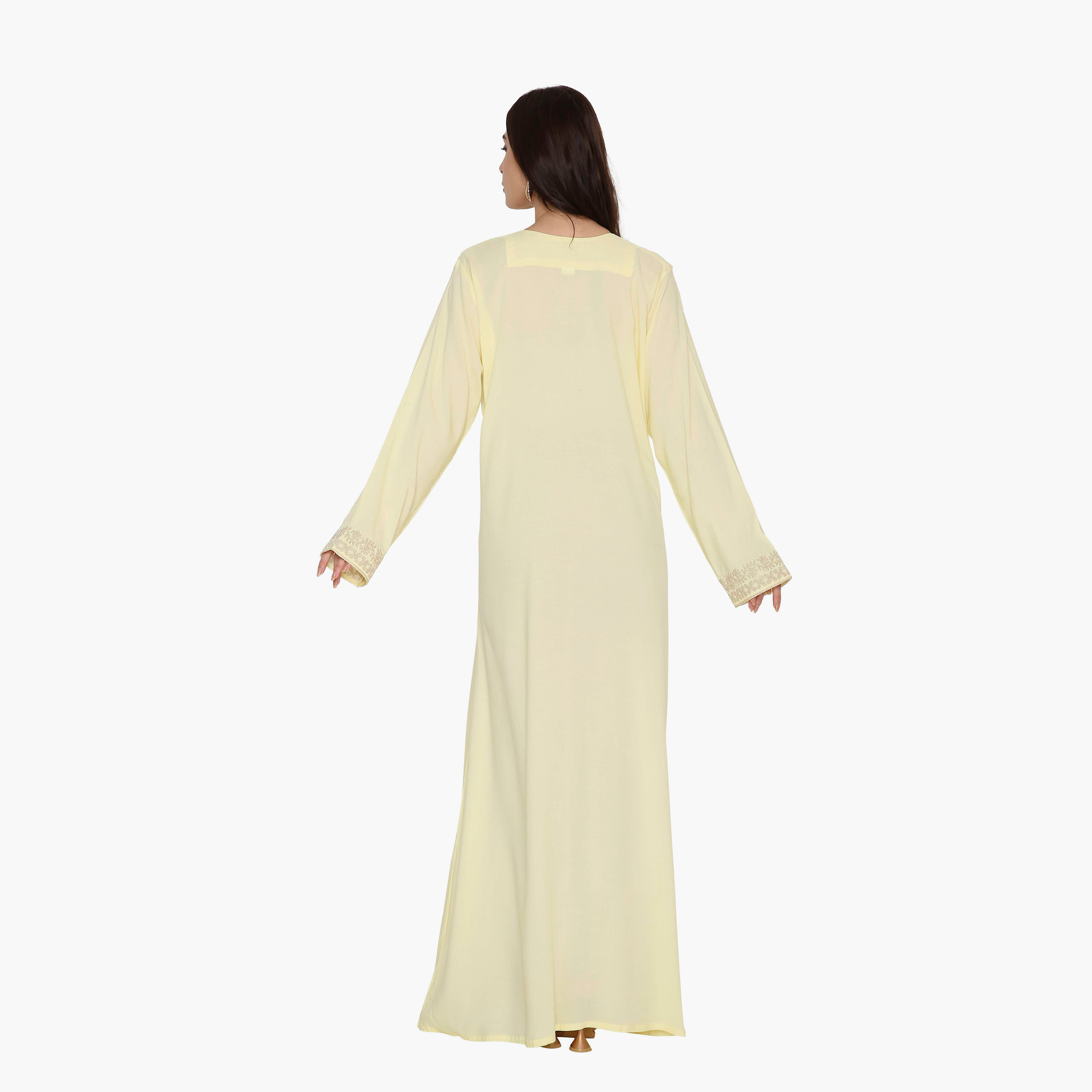 جلابية نسائية سهرة مزينة بتطريز على الصدر من هنا اند سارة.-women-arabicclothing-jalabiyas-image-9