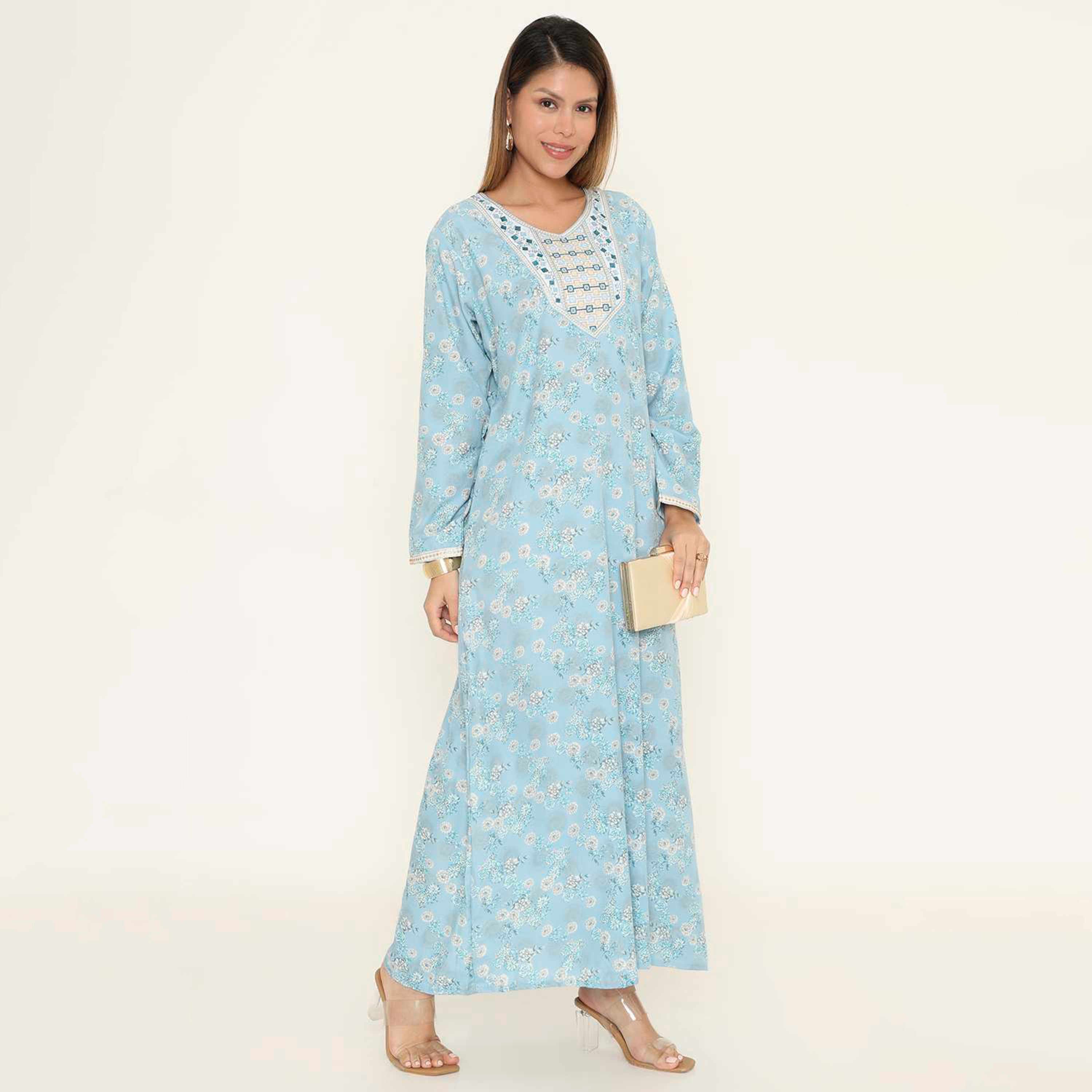جلابية نسائية كاجوال بطبعة زهور من هنا اند سارة.-women-arabicclothing-jalabiyas-image-9