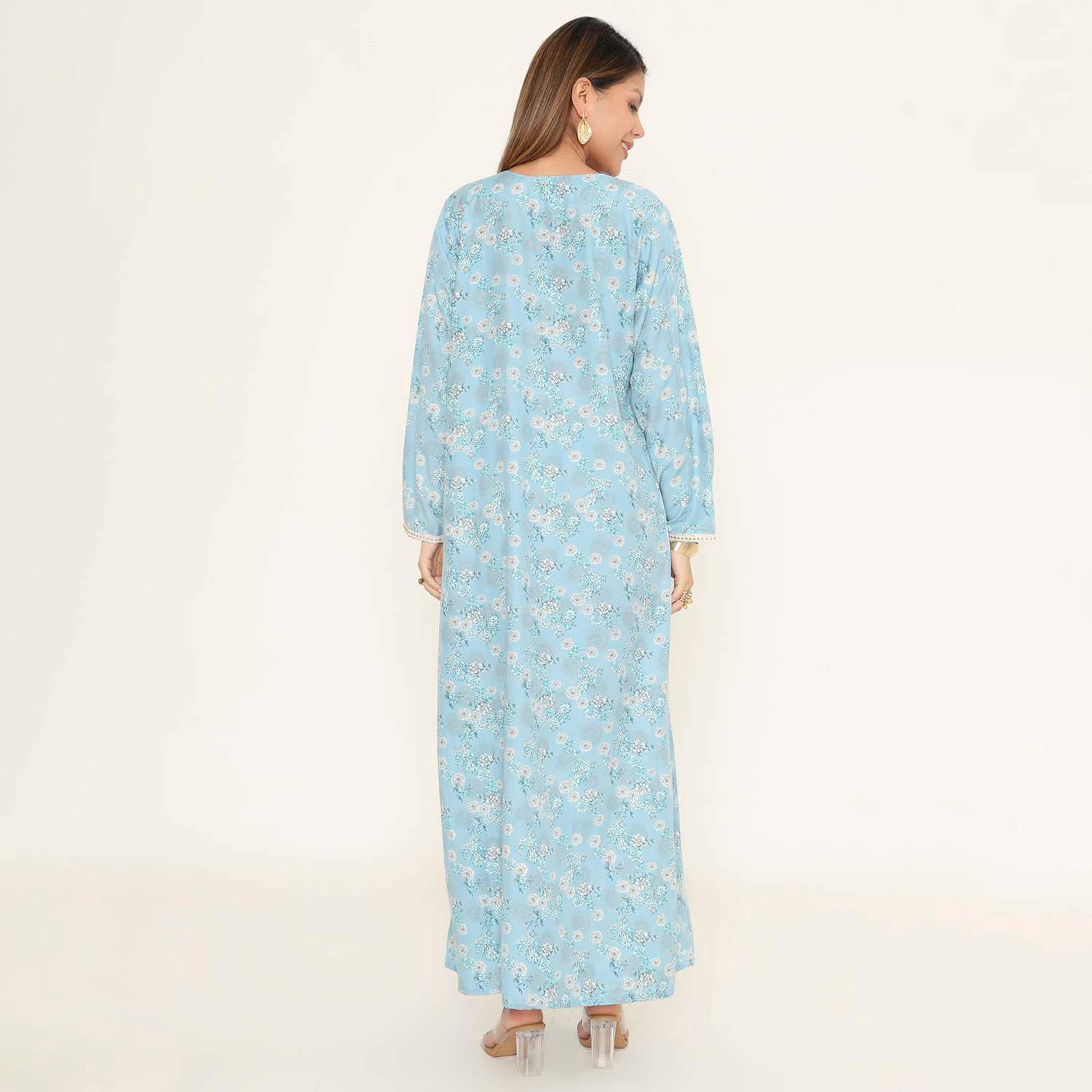 جلابية نسائية كاجوال بطبعة زهور من هنا اند سارة.-women-arabicclothing-jalabiyas-image-10