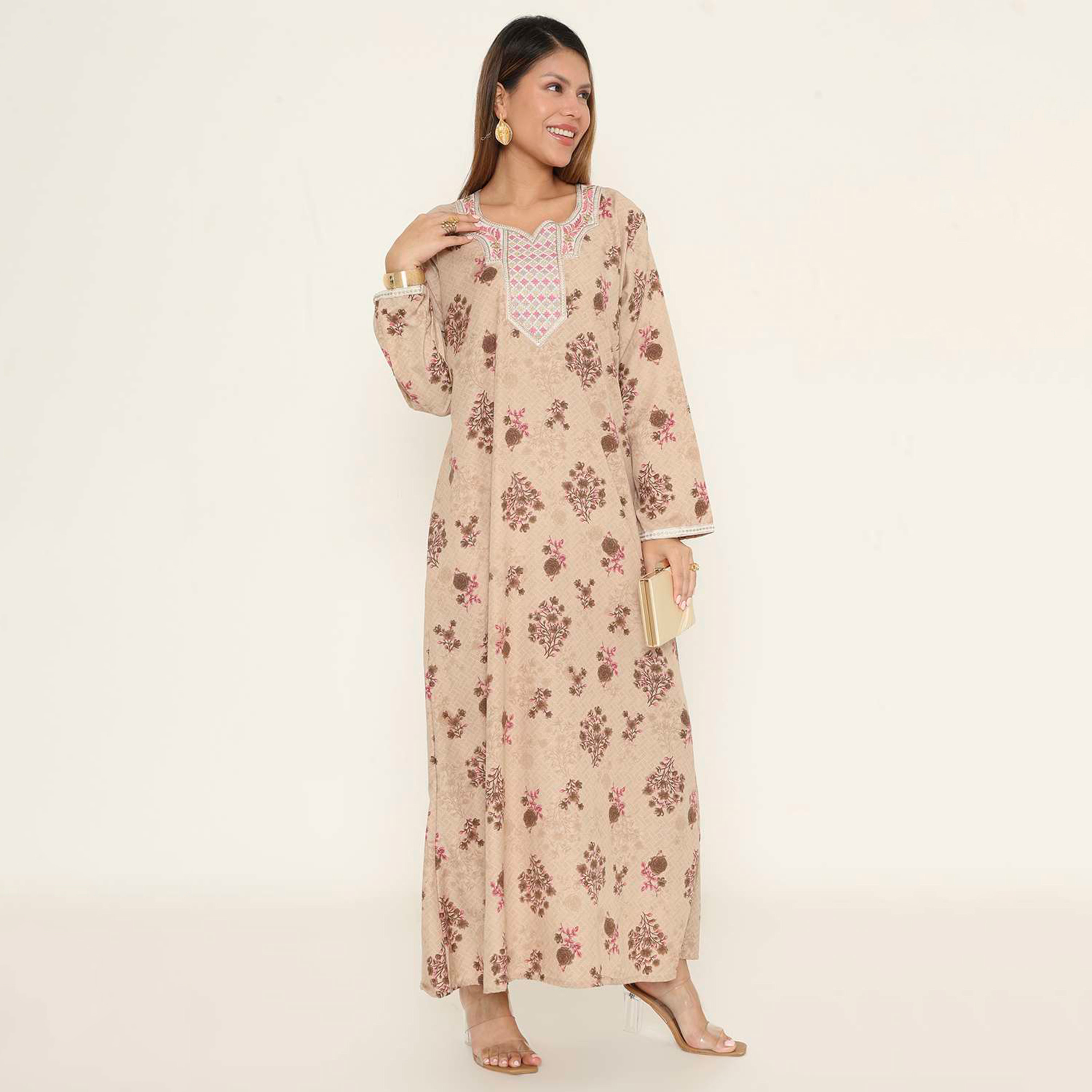 HanaandSara Floral Print Women's Casual Jalabiya-women-arabicclothing-jalabiyas-image-9